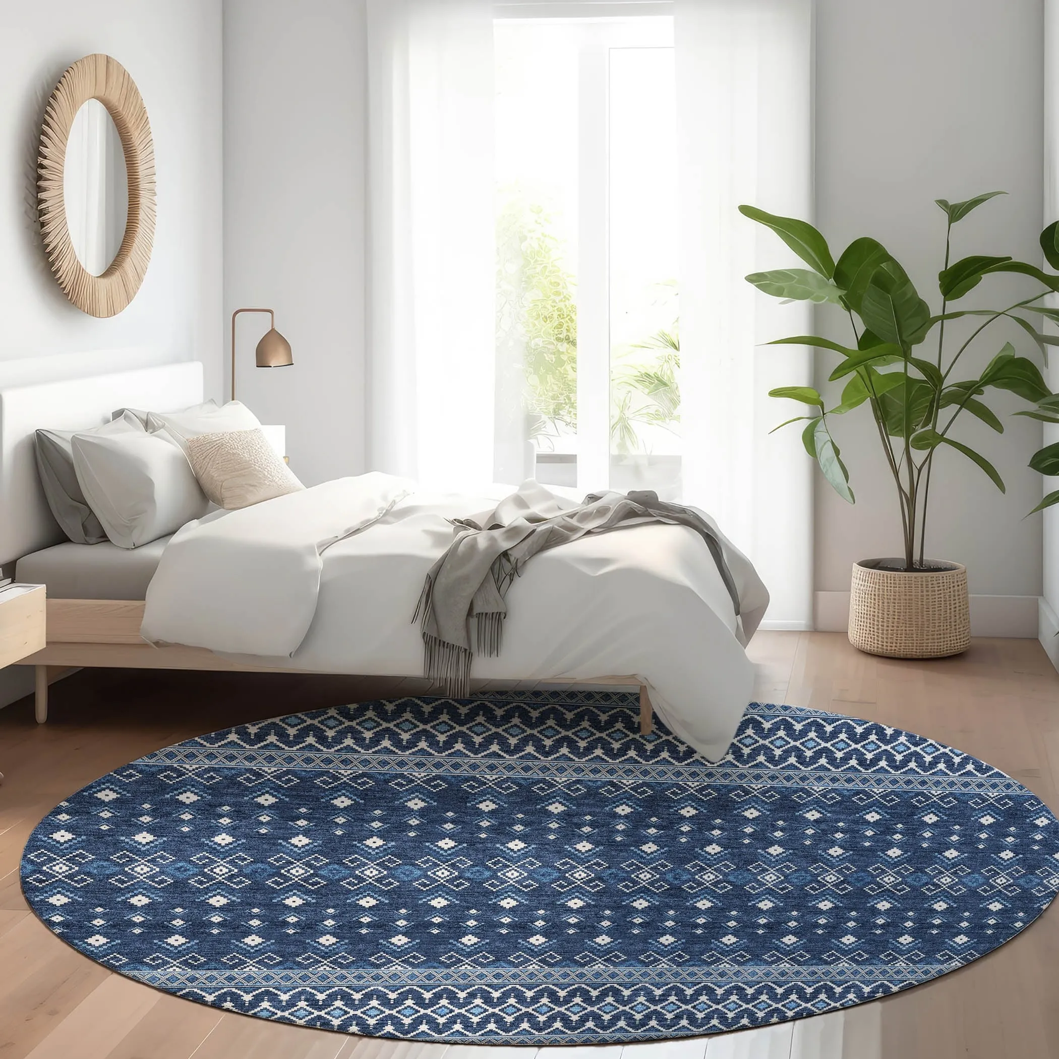 Machine Washable Indoor/ Outdoor Chantille Boho Morrocan Rug