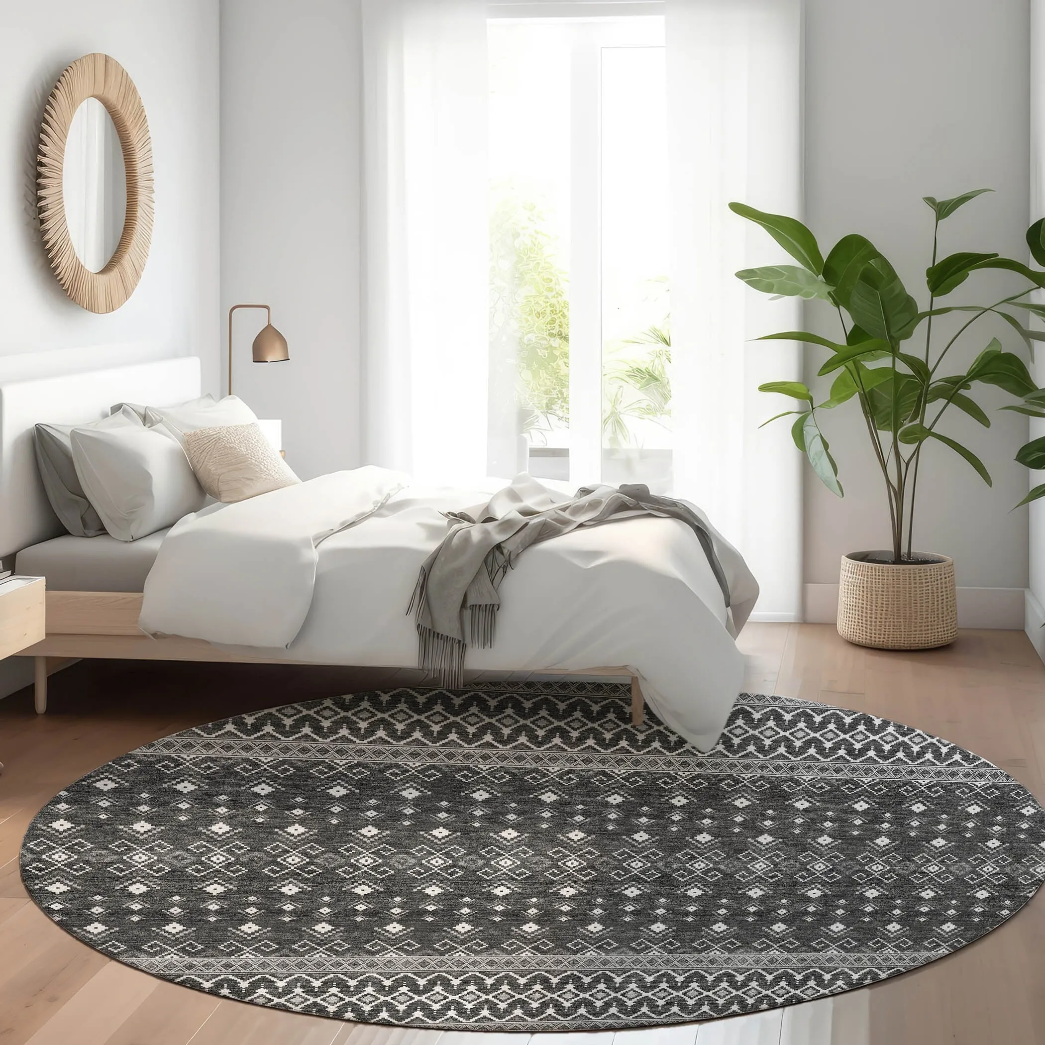 Machine Washable Indoor/ Outdoor Chantille Boho Morrocan Rug