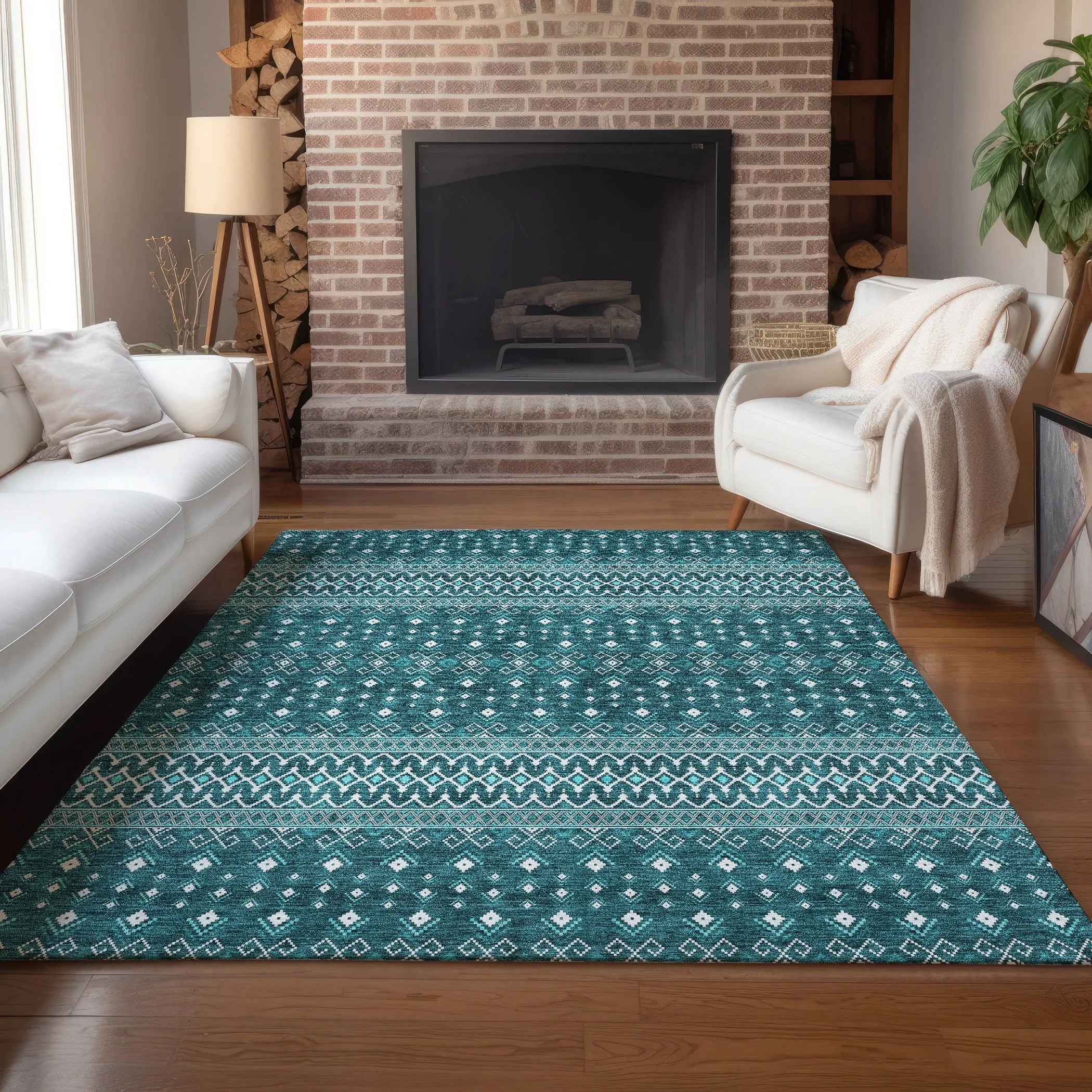Machine Washable Indoor/ Outdoor Chantille Boho Morrocan Rug
