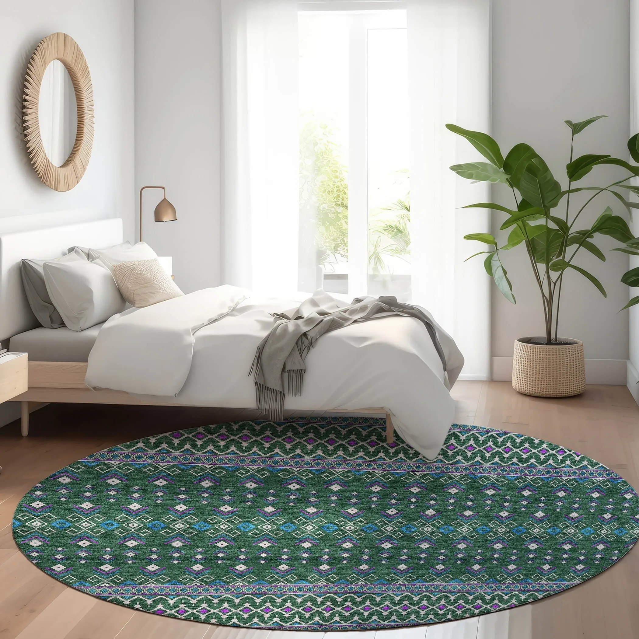 Machine Washable Indoor/ Outdoor Chantille Boho Morrocan Rug
