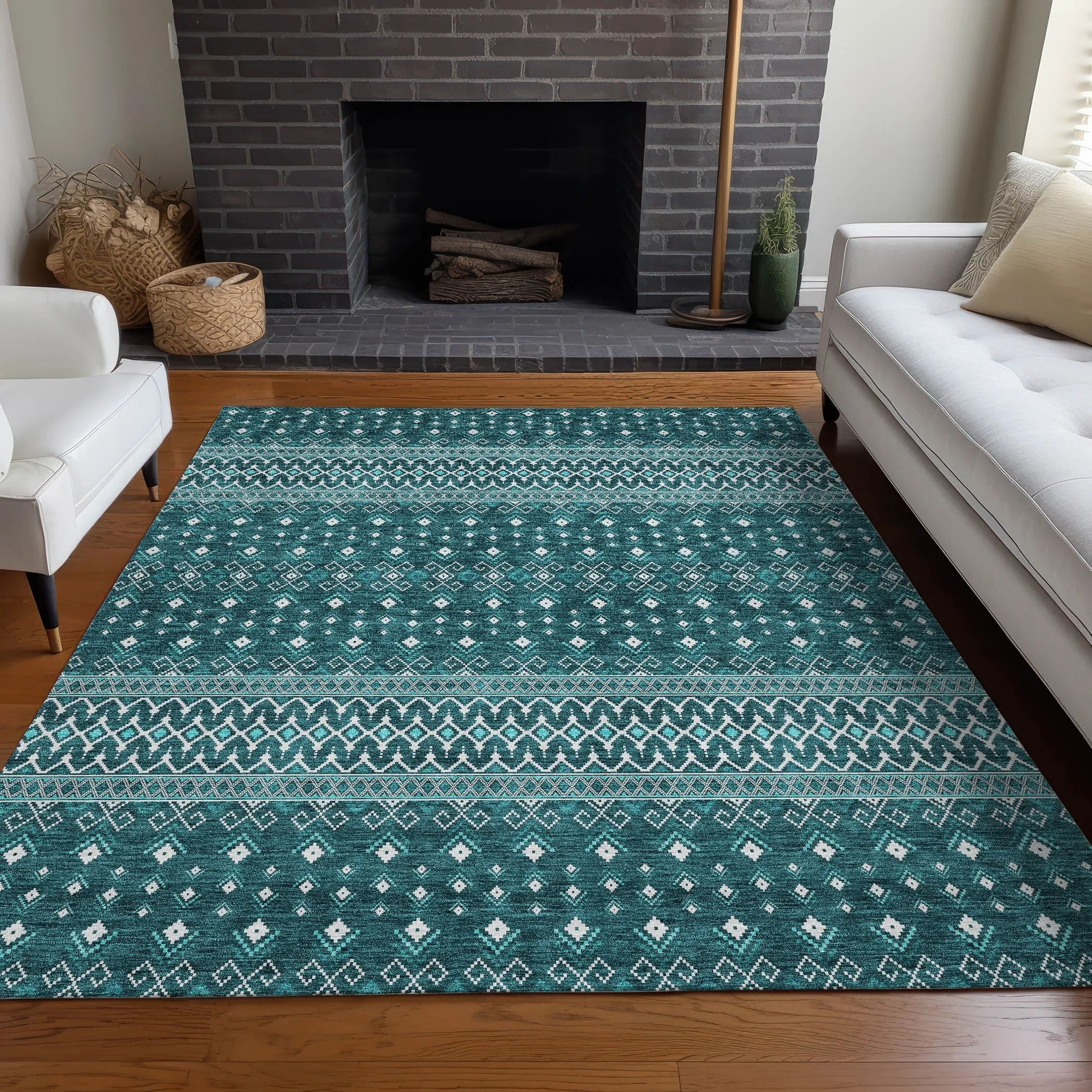 Machine Washable Indoor/ Outdoor Chantille Boho Morrocan Rug