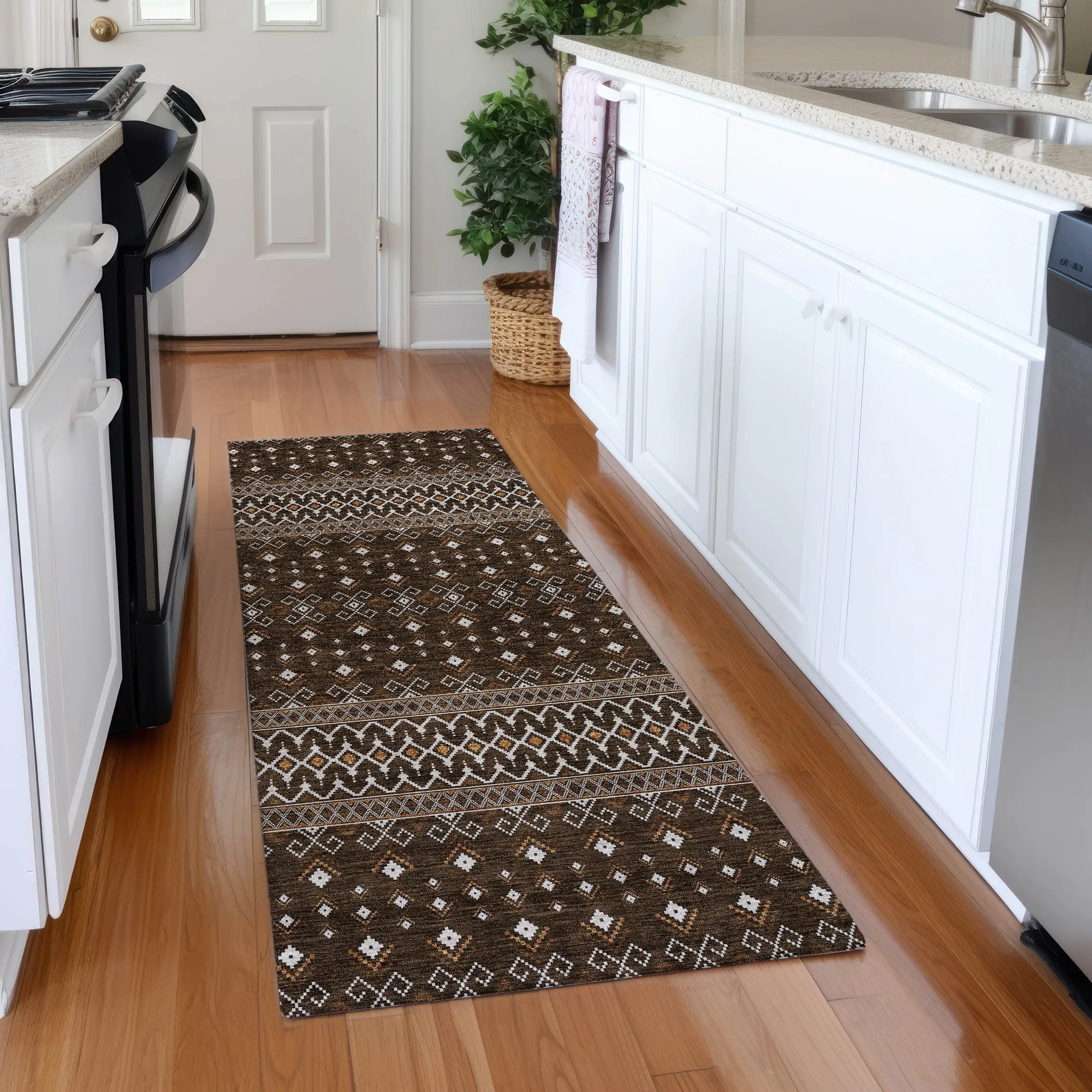 Machine Washable Indoor/ Outdoor Chantille Boho Morrocan Rug
