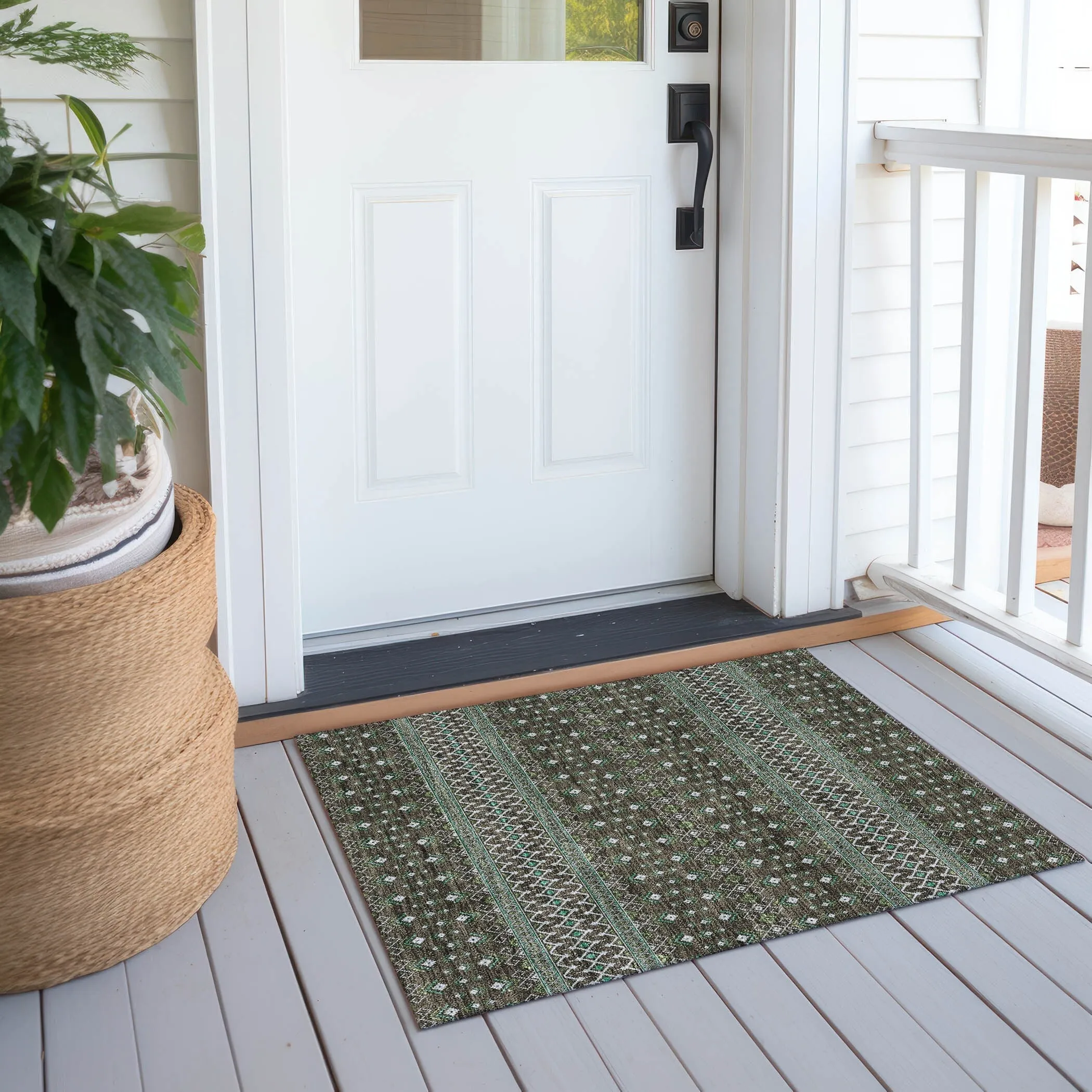 Machine Washable Indoor/ Outdoor Chantille Boho Morrocan Rug