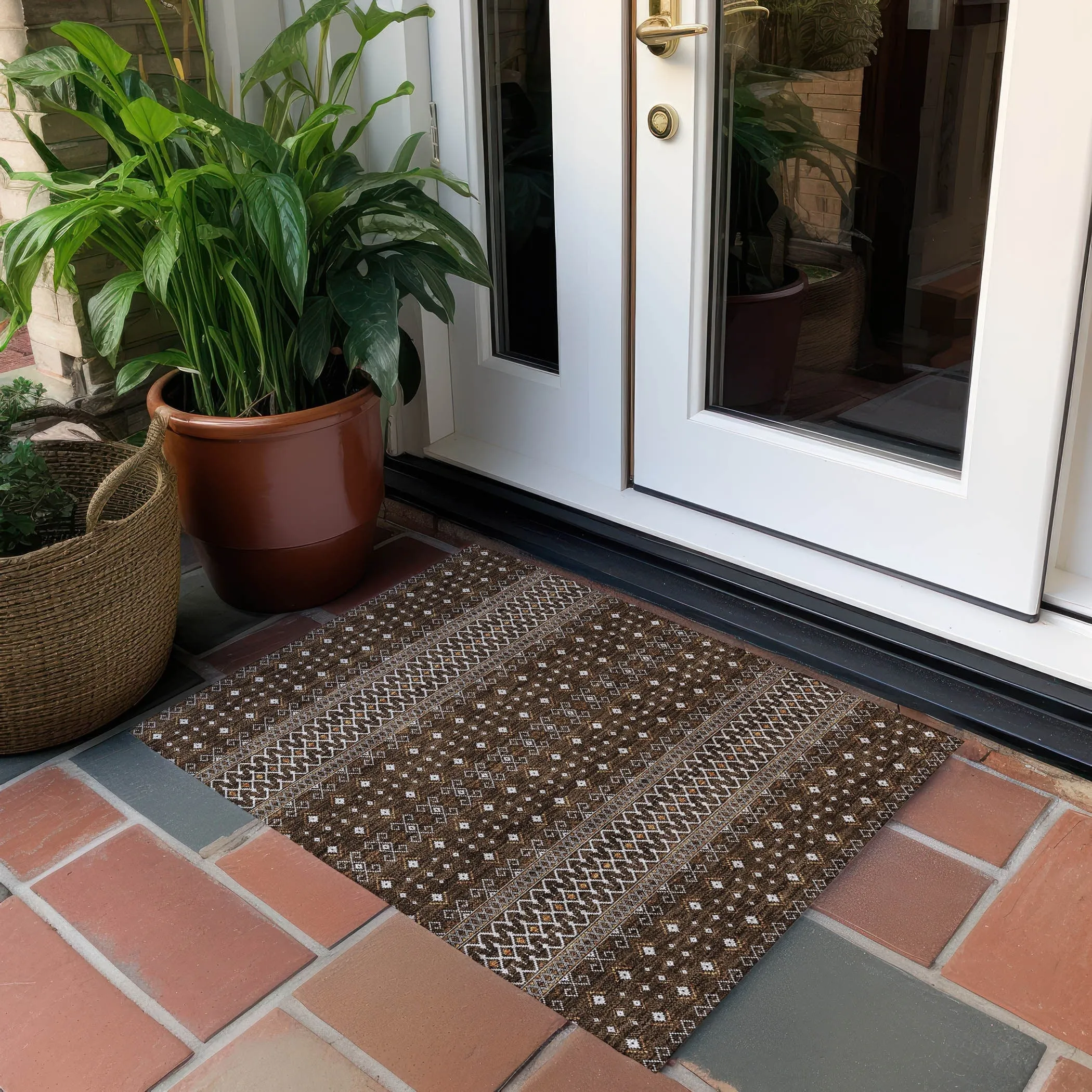 Machine Washable Indoor/ Outdoor Chantille Boho Morrocan Rug