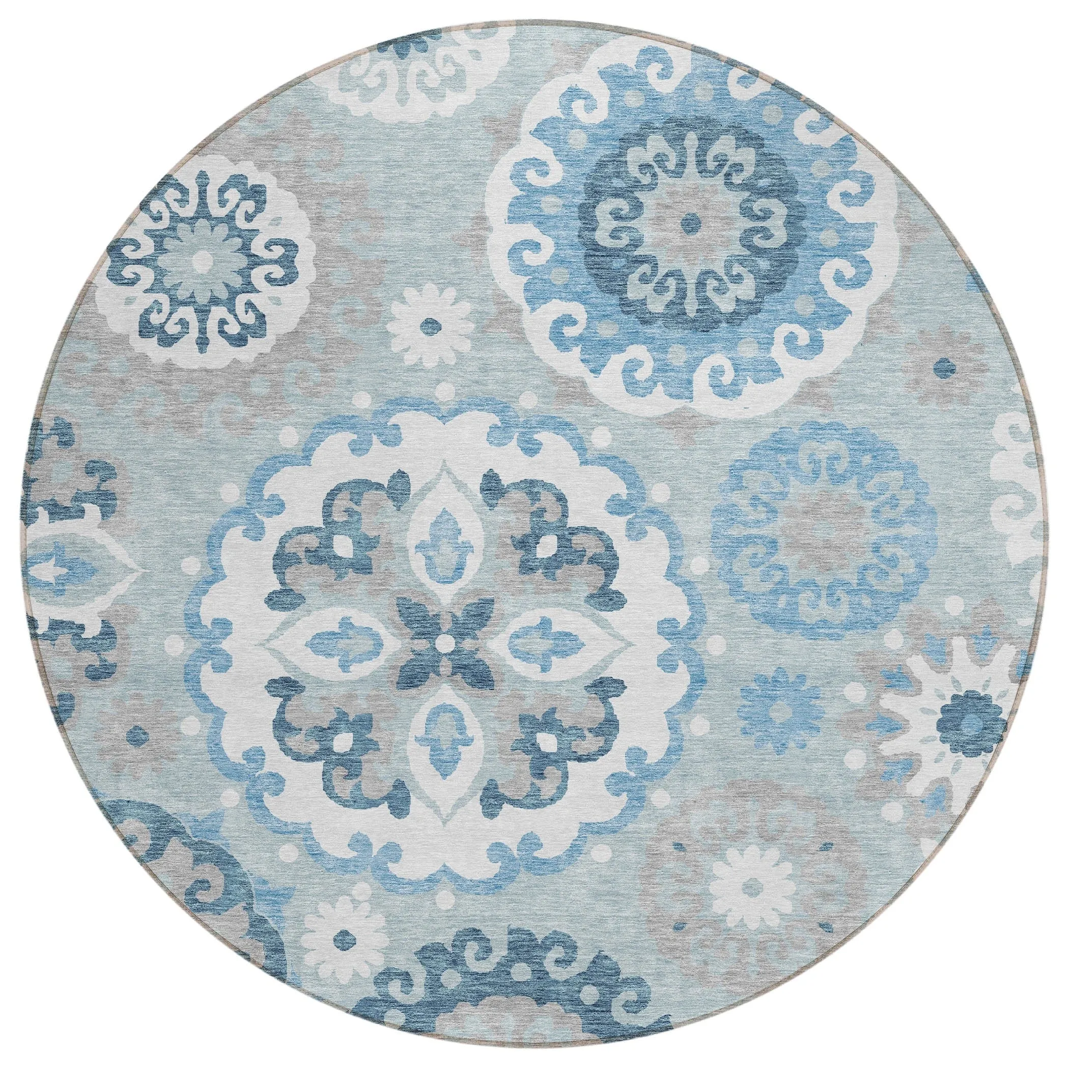 Machine Washable Indoor/ Outdoor Chantille Casual Medallion Rug
