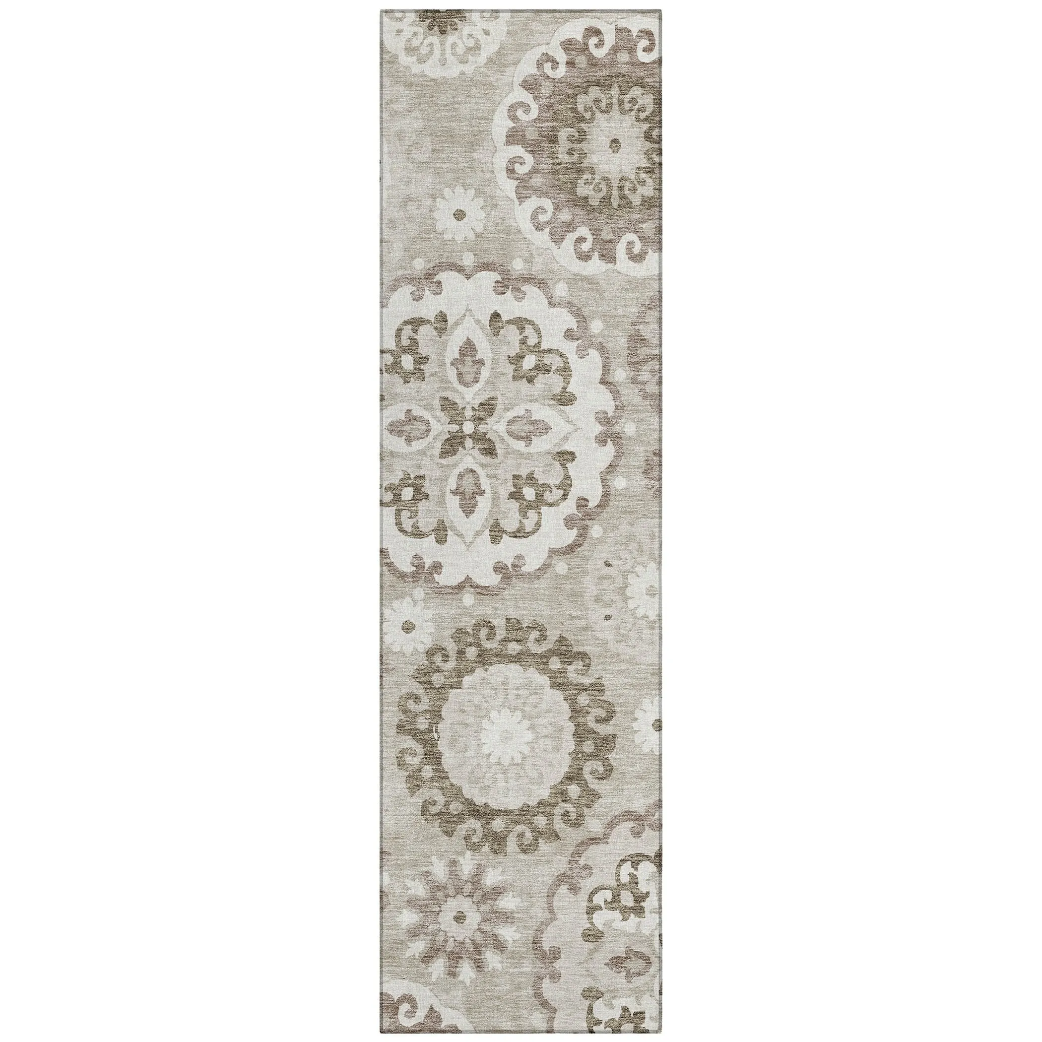Machine Washable Indoor/ Outdoor Chantille Casual Medallion Rug