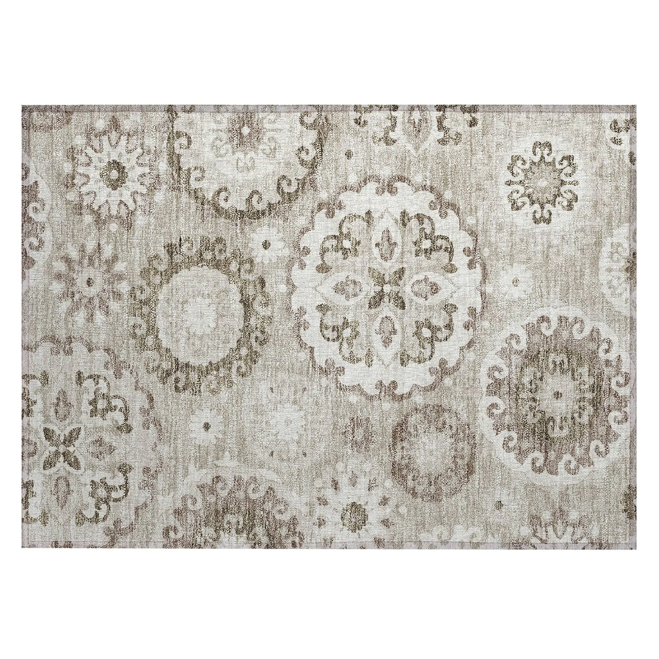 Machine Washable Indoor/ Outdoor Chantille Casual Medallion Rug