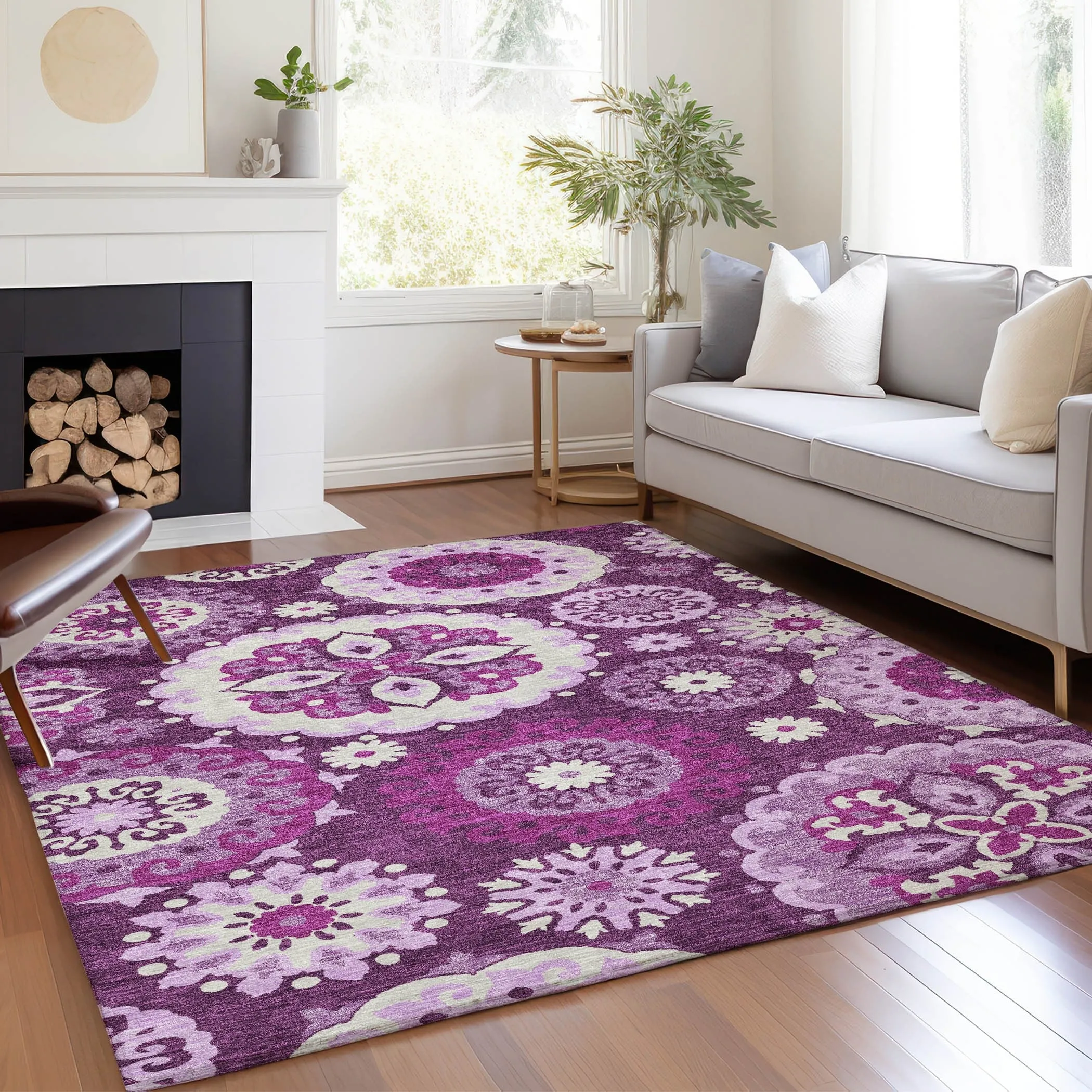 Machine Washable Indoor/ Outdoor Chantille Casual Medallion Rug