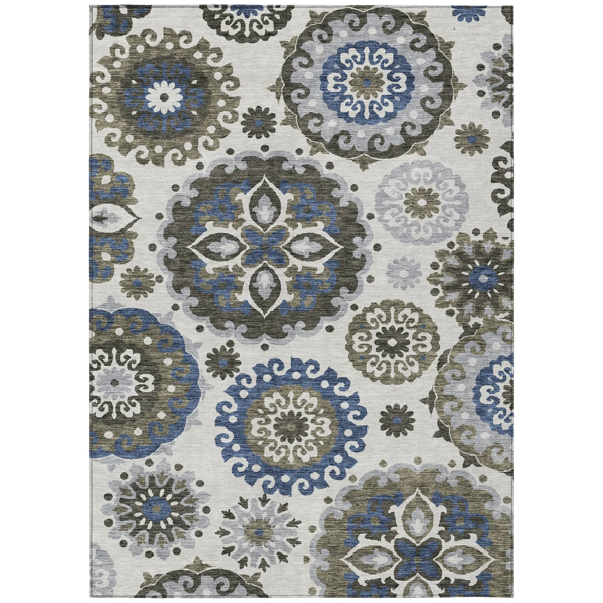 Machine Washable Indoor/ Outdoor Chantille Casual Medallion Rug