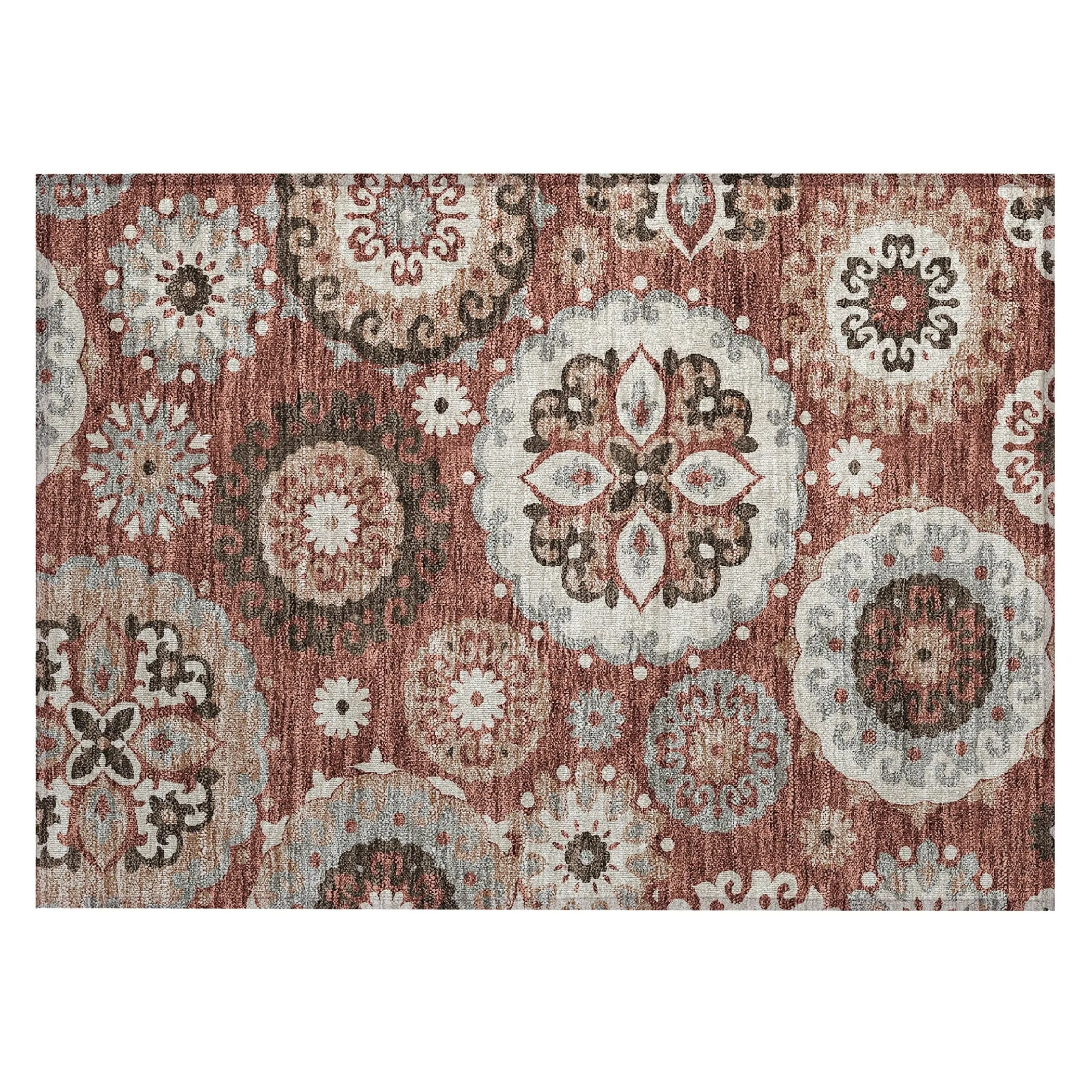 Machine Washable Indoor/ Outdoor Chantille Casual Medallion Rug