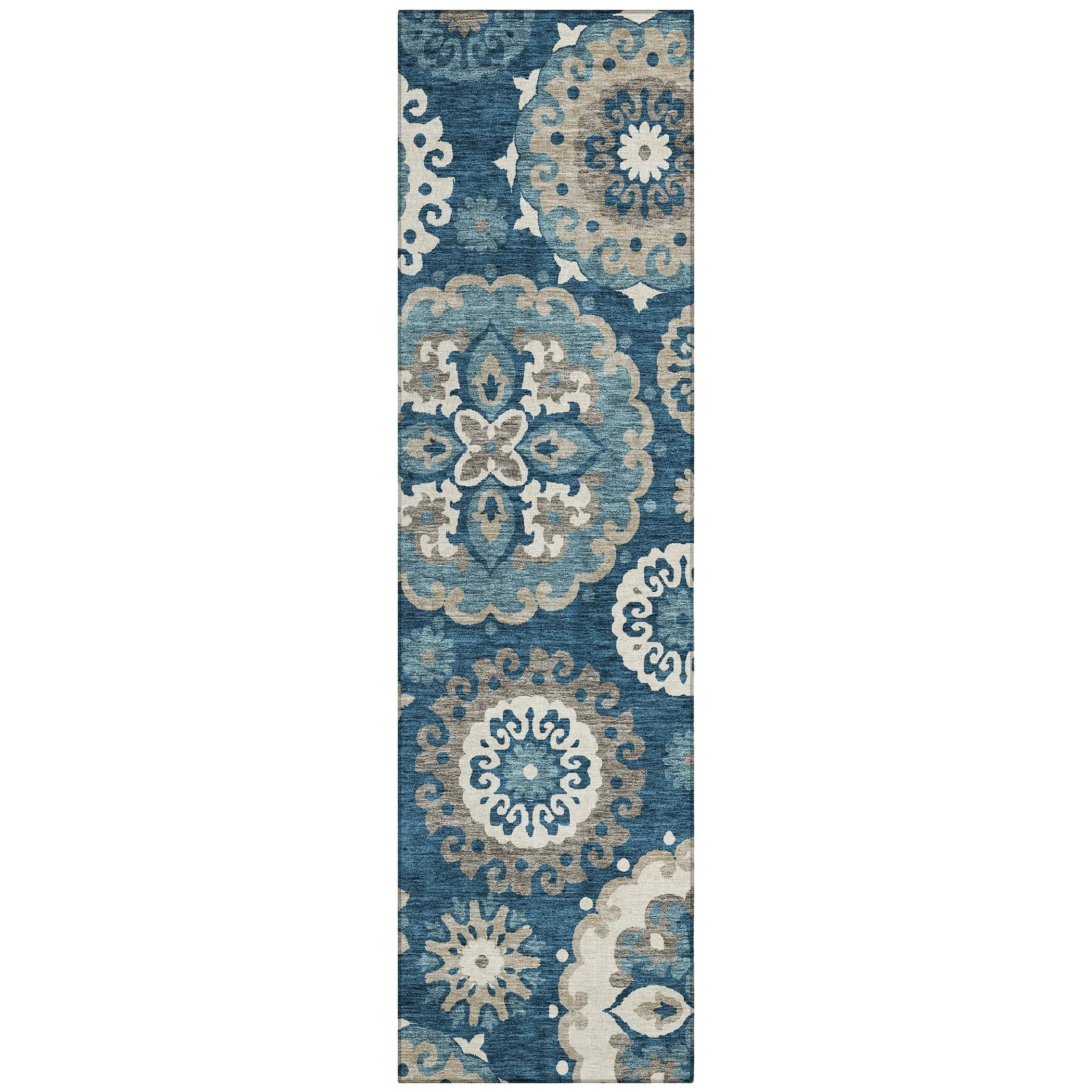 Machine Washable Indoor/ Outdoor Chantille Casual Medallion Rug