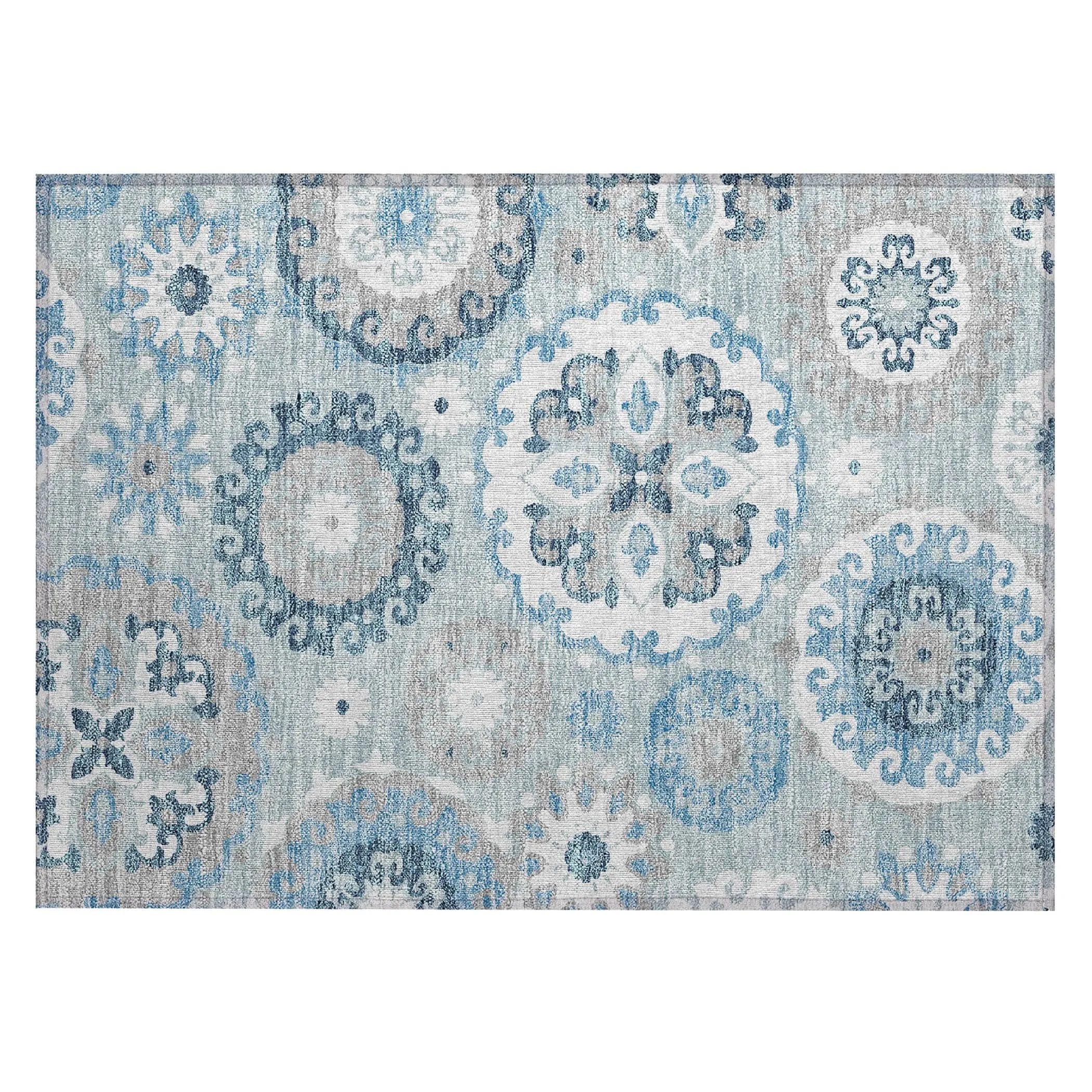 Machine Washable Indoor/ Outdoor Chantille Casual Medallion Rug
