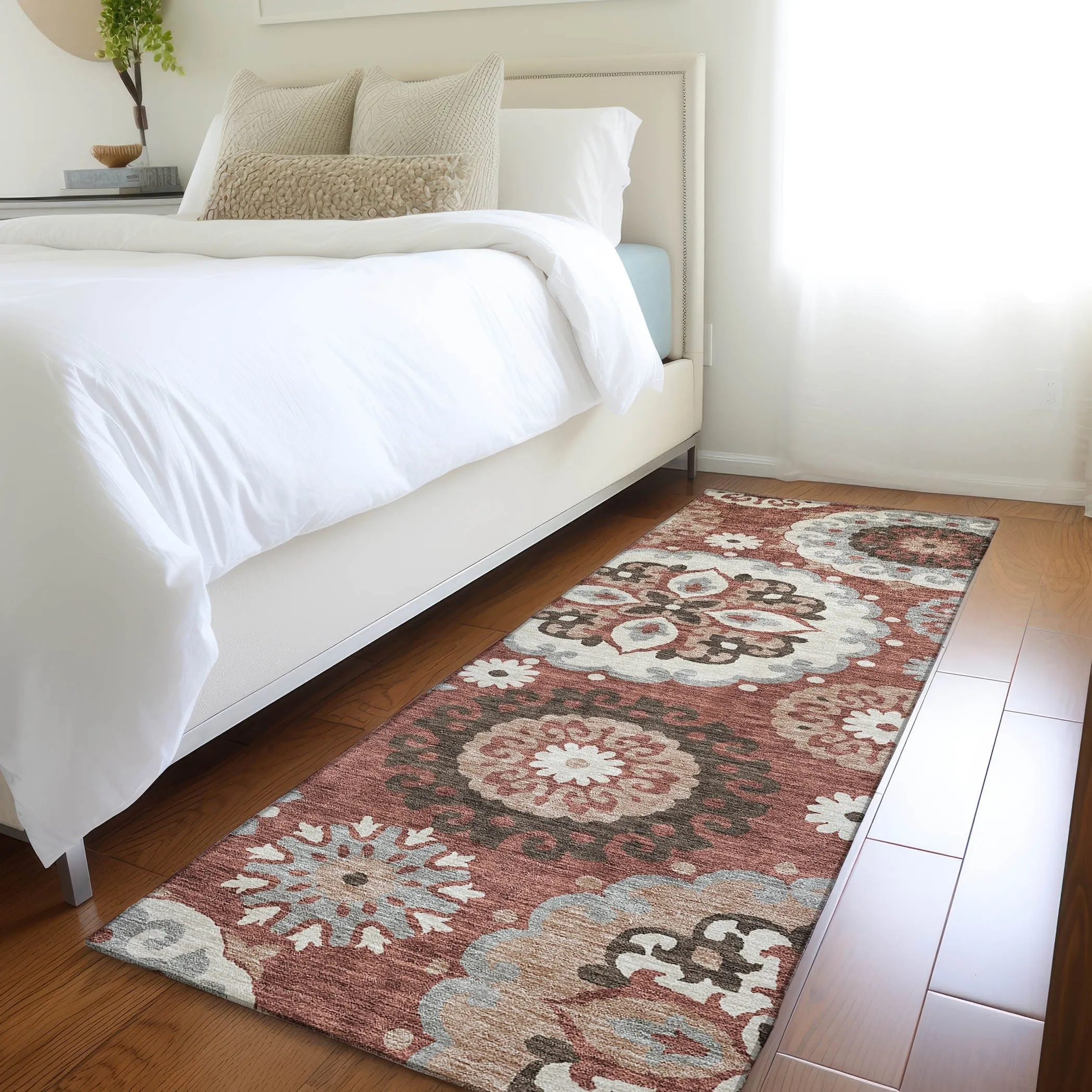 Machine Washable Indoor/ Outdoor Chantille Casual Medallion Rug