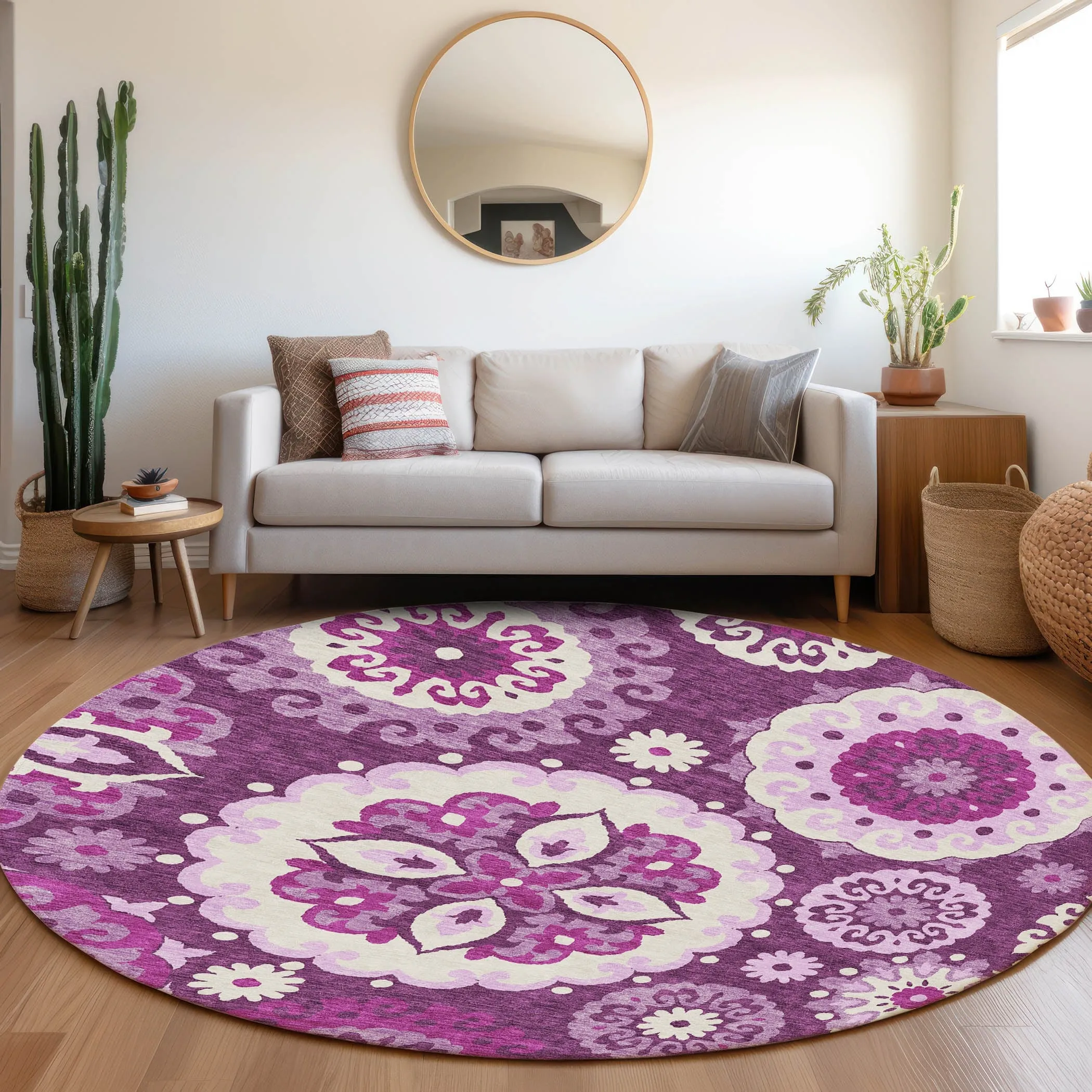 Machine Washable Indoor/ Outdoor Chantille Casual Medallion Rug