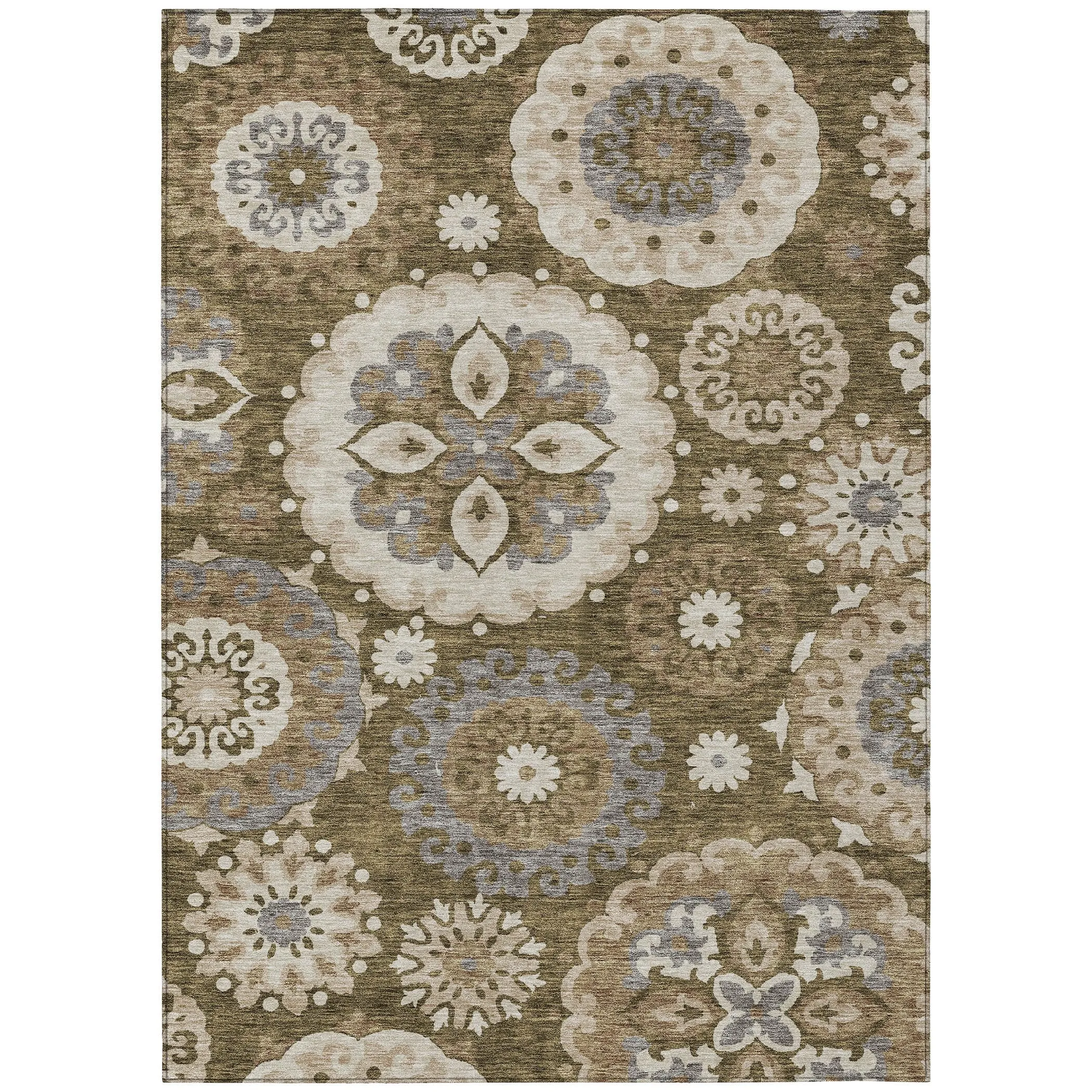 Machine Washable Indoor/ Outdoor Chantille Casual Medallion Rug