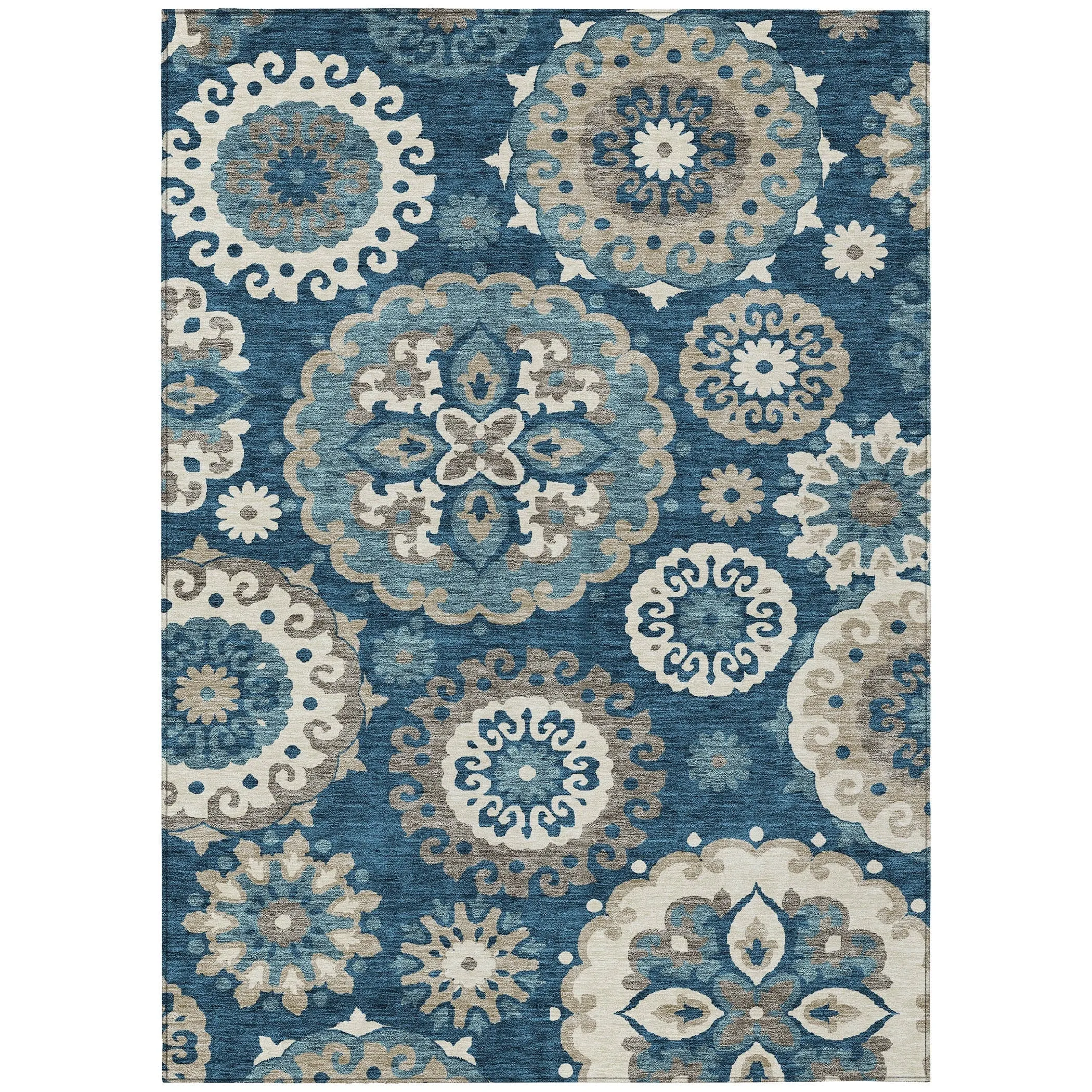 Machine Washable Indoor/ Outdoor Chantille Casual Medallion Rug