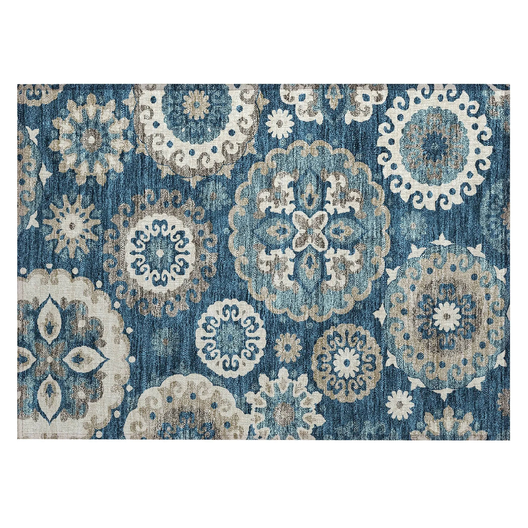 Machine Washable Indoor/ Outdoor Chantille Casual Medallion Rug