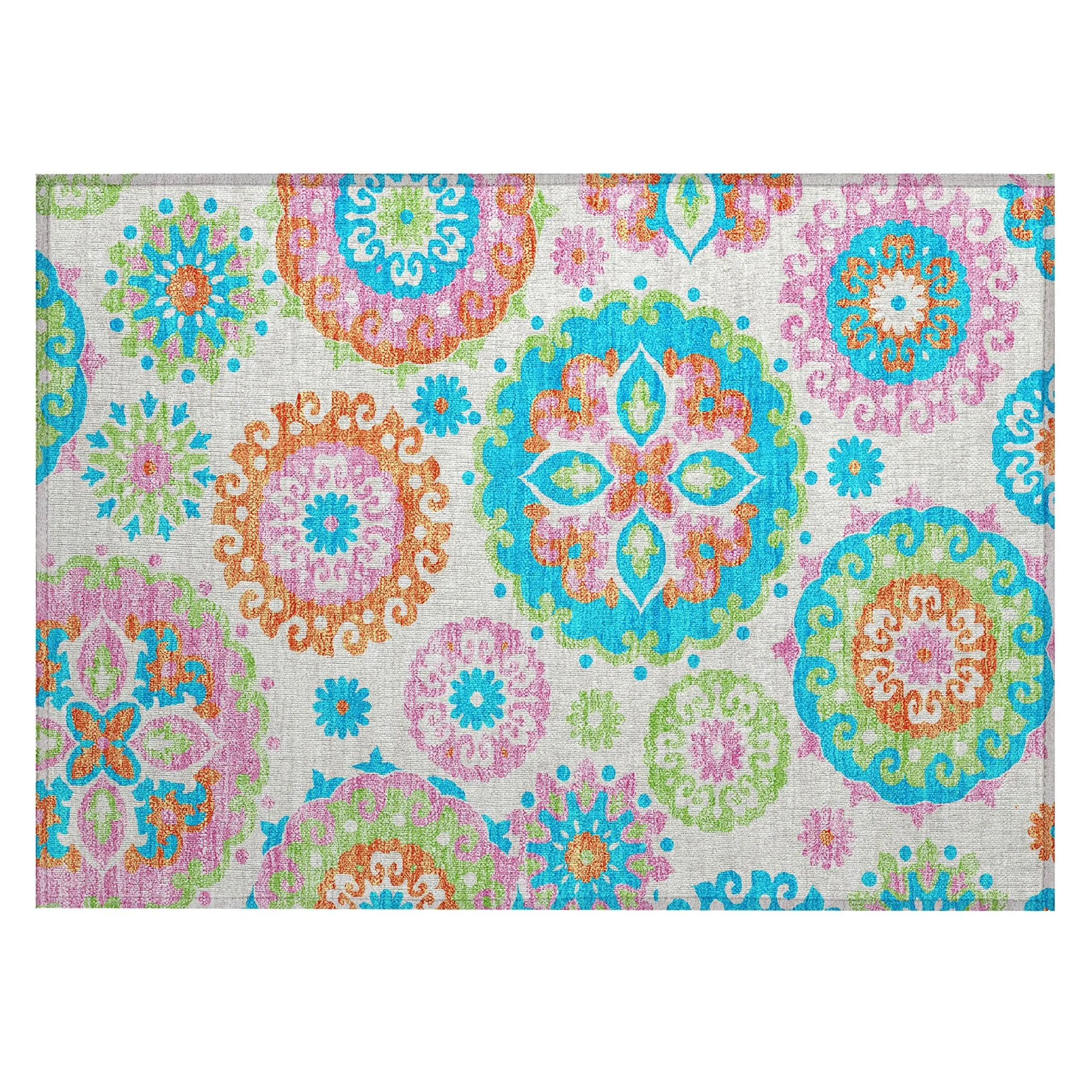 Machine Washable Indoor/ Outdoor Chantille Casual Medallion Rug