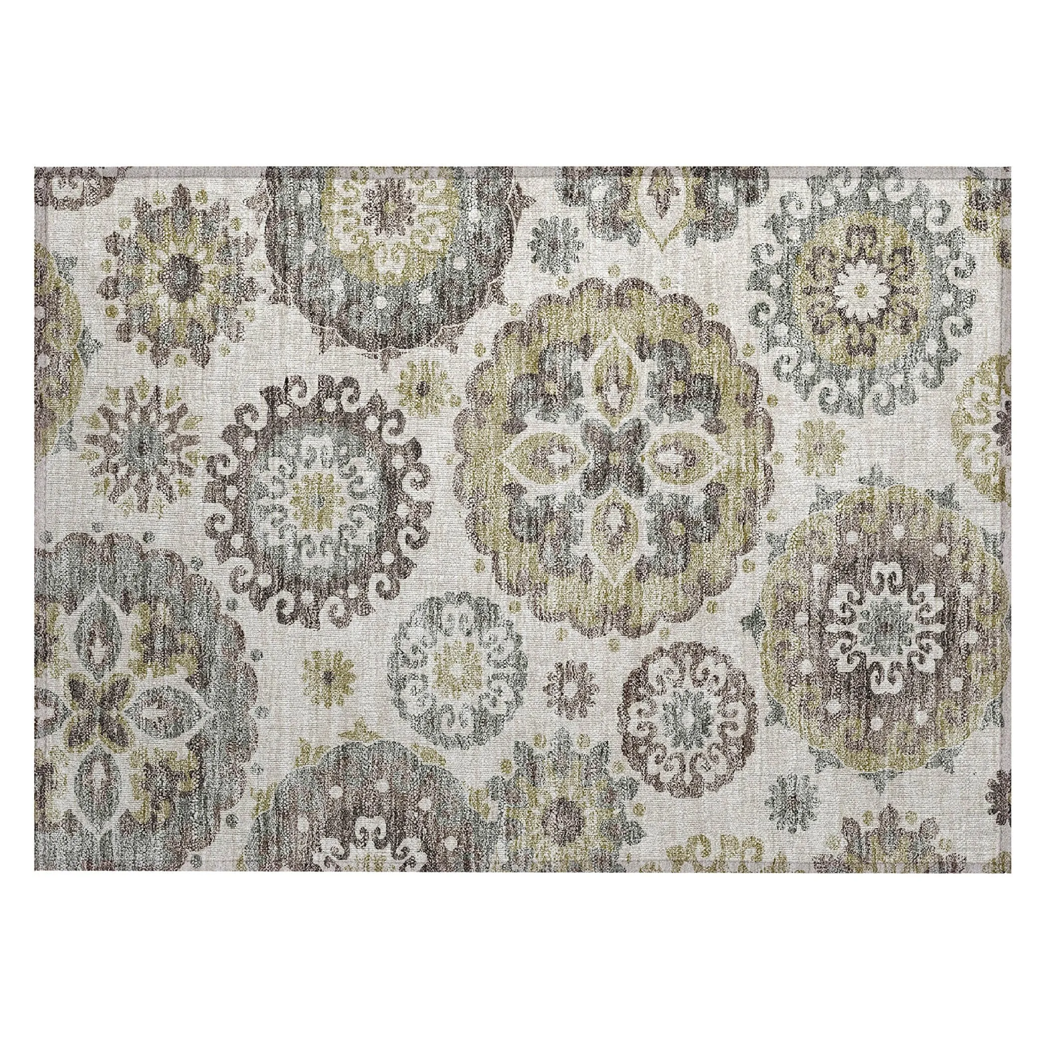Machine Washable Indoor/ Outdoor Chantille Casual Medallion Rug