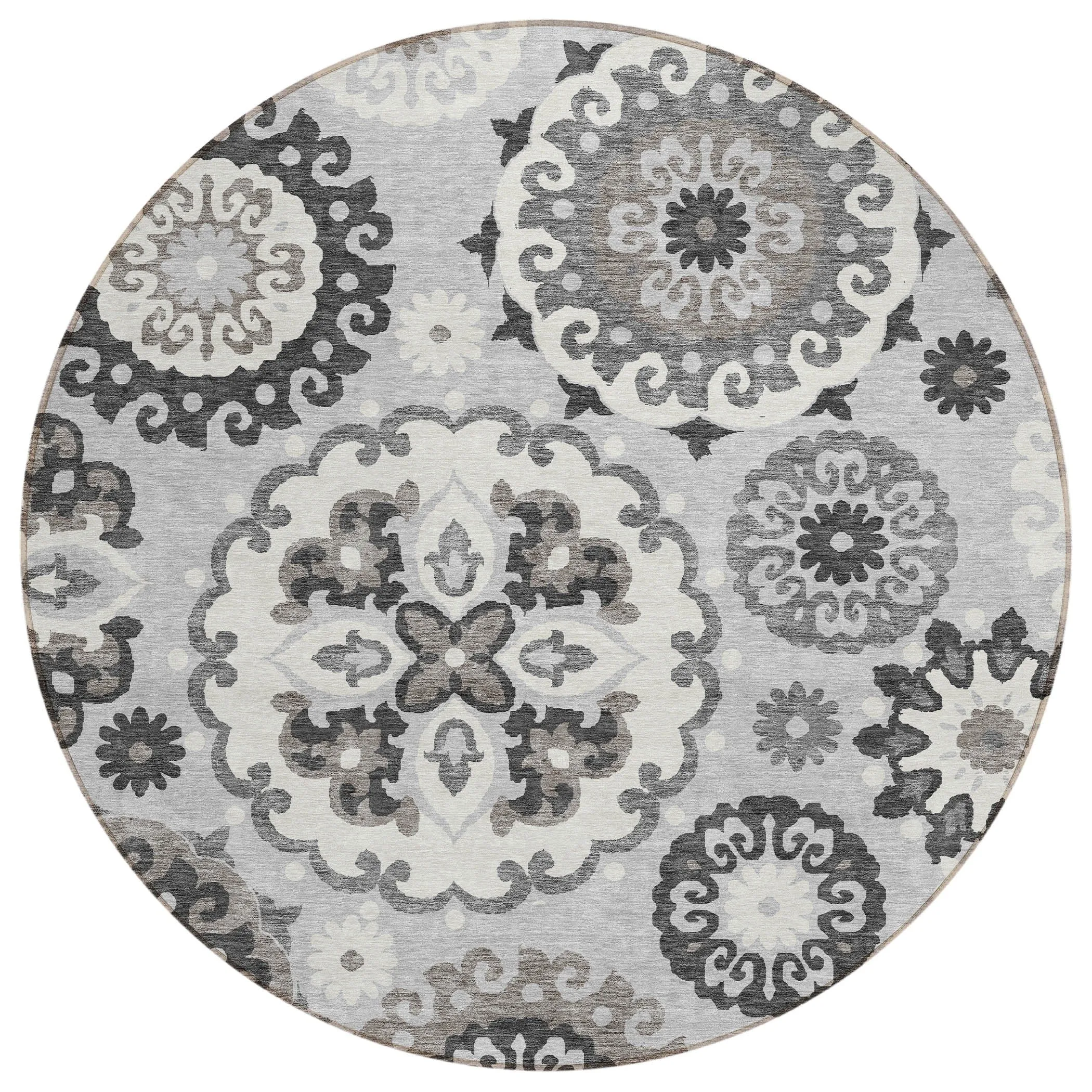 Machine Washable Indoor/ Outdoor Chantille Casual Medallion Rug
