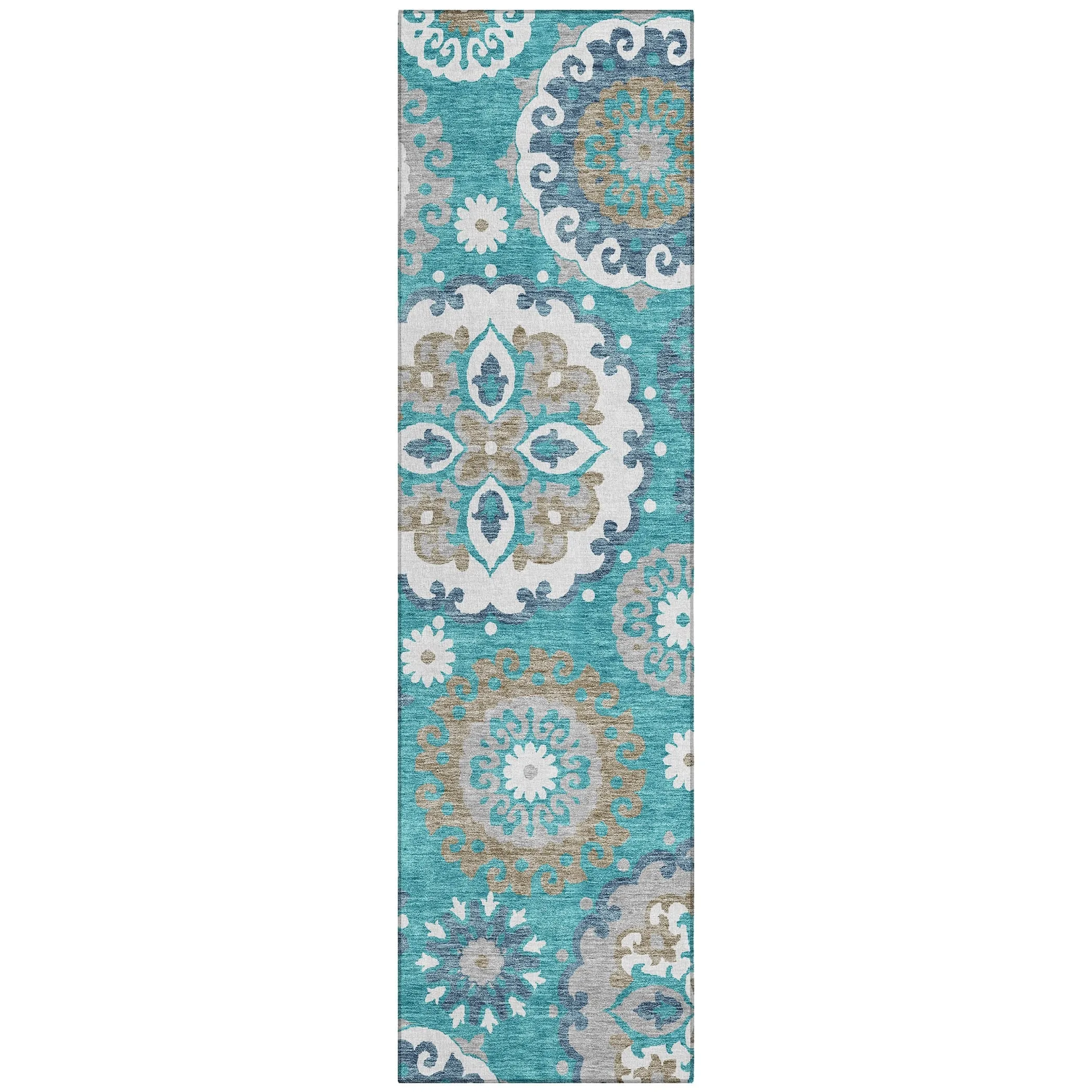 Machine Washable Indoor/ Outdoor Chantille Casual Medallion Rug
