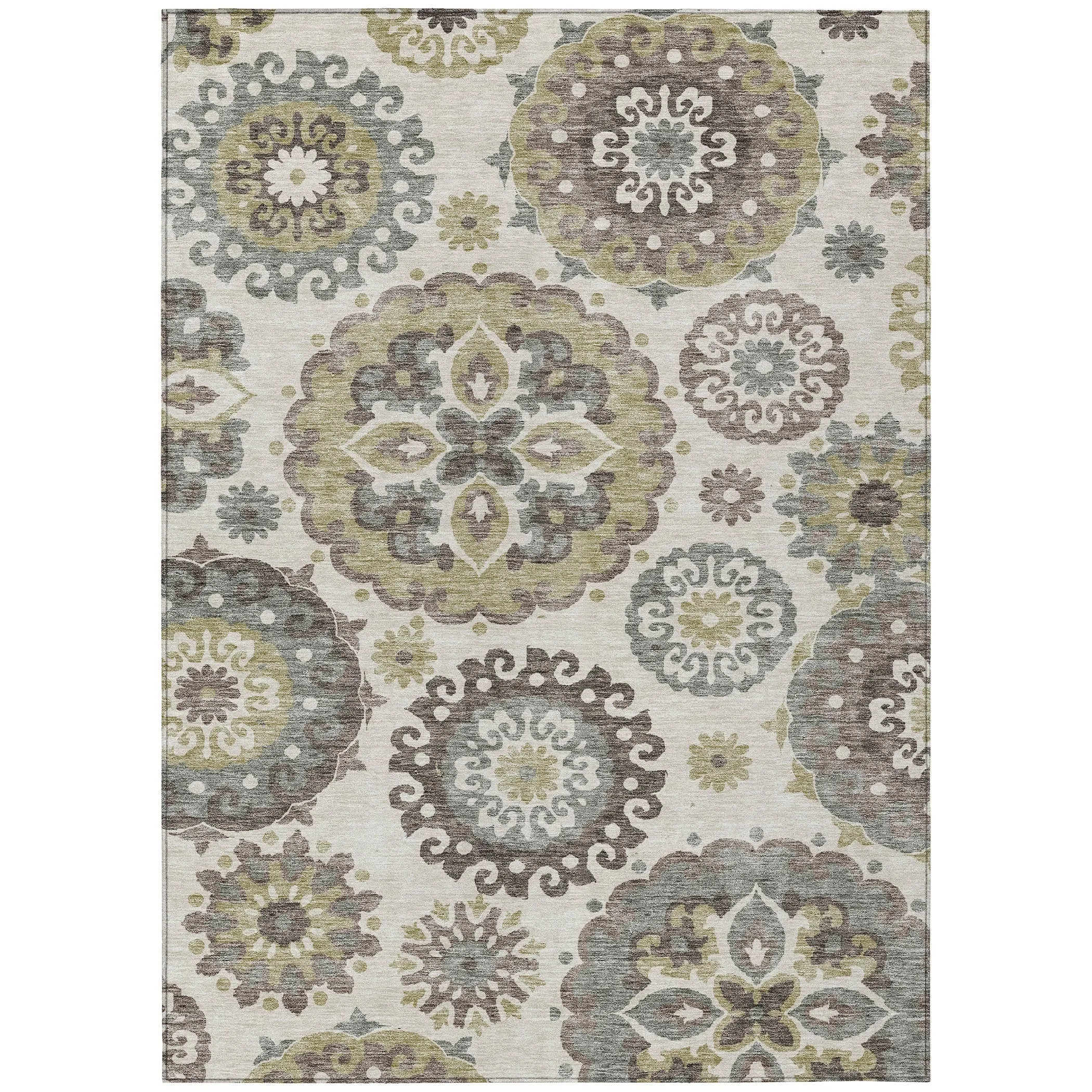 Machine Washable Indoor/ Outdoor Chantille Casual Medallion Rug
