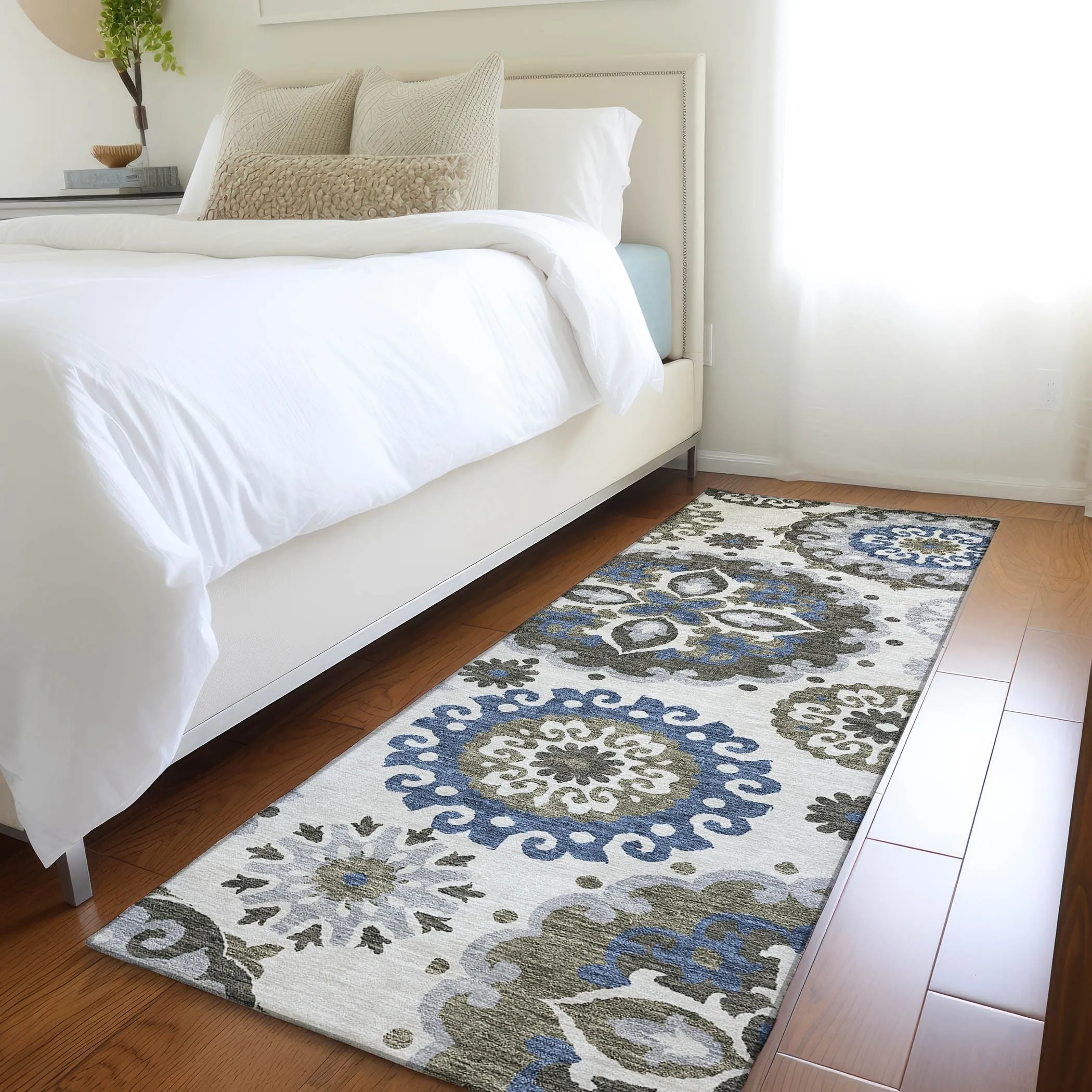 Machine Washable Indoor/ Outdoor Chantille Casual Medallion Rug