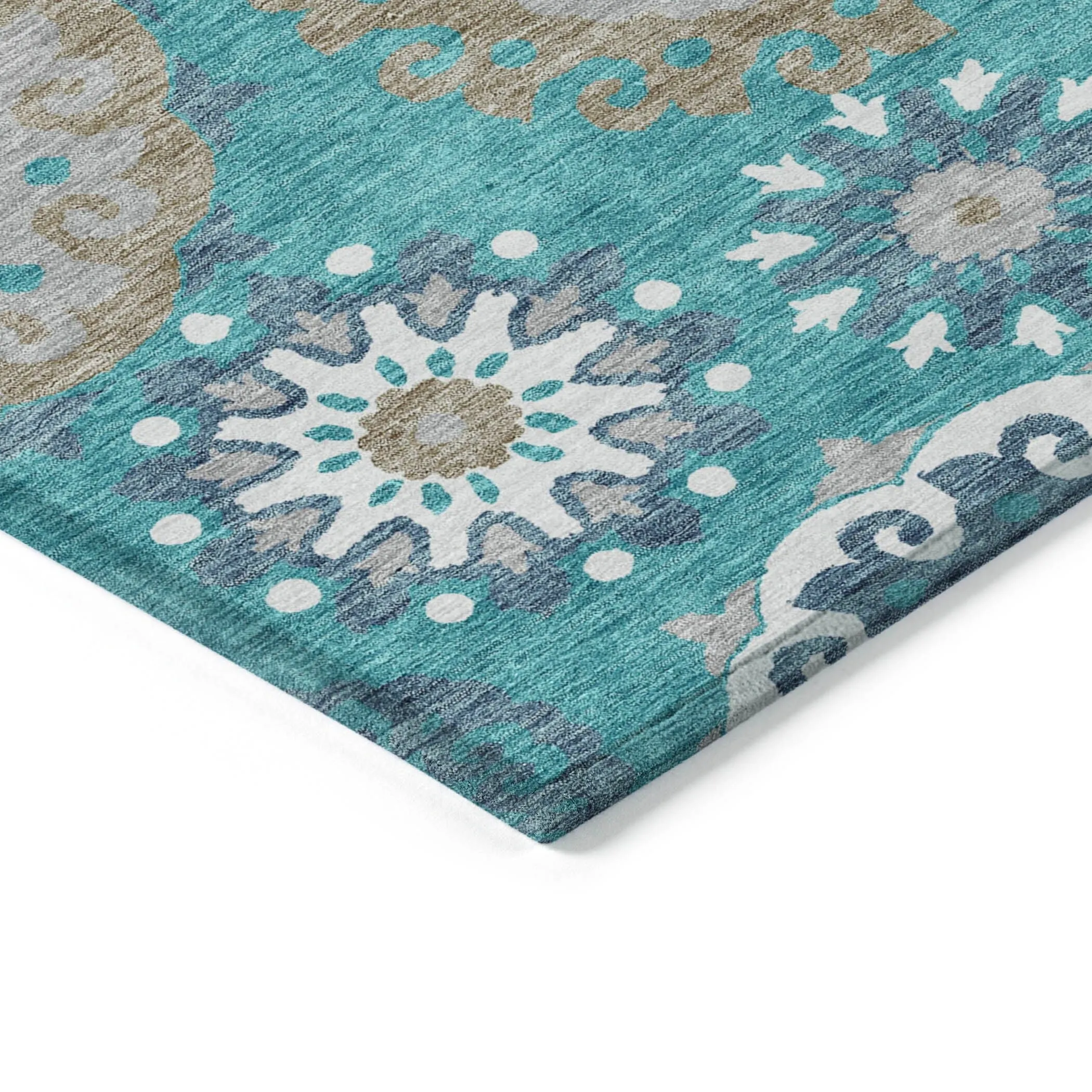 Machine Washable Indoor/ Outdoor Chantille Casual Medallion Rug