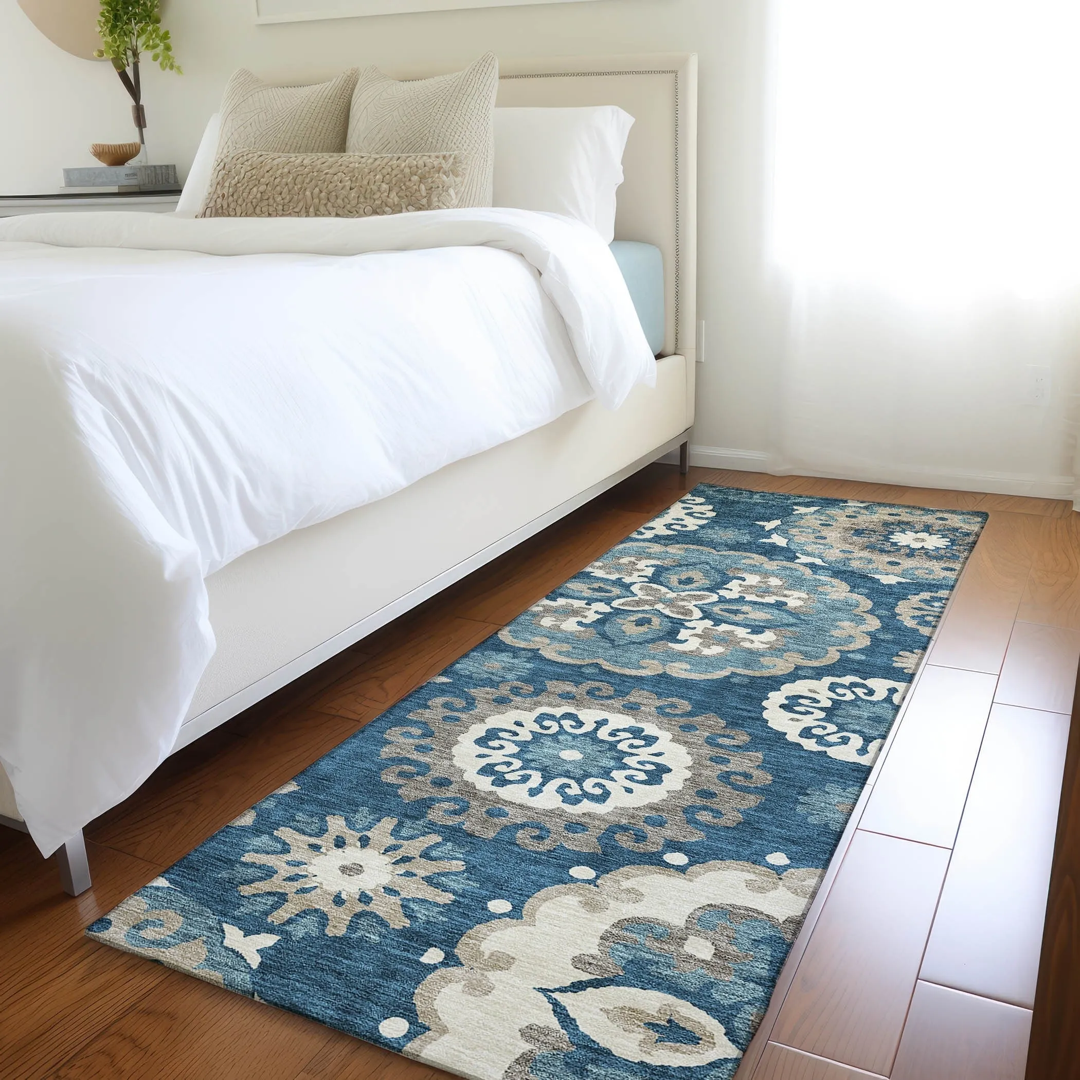 Machine Washable Indoor/ Outdoor Chantille Casual Medallion Rug