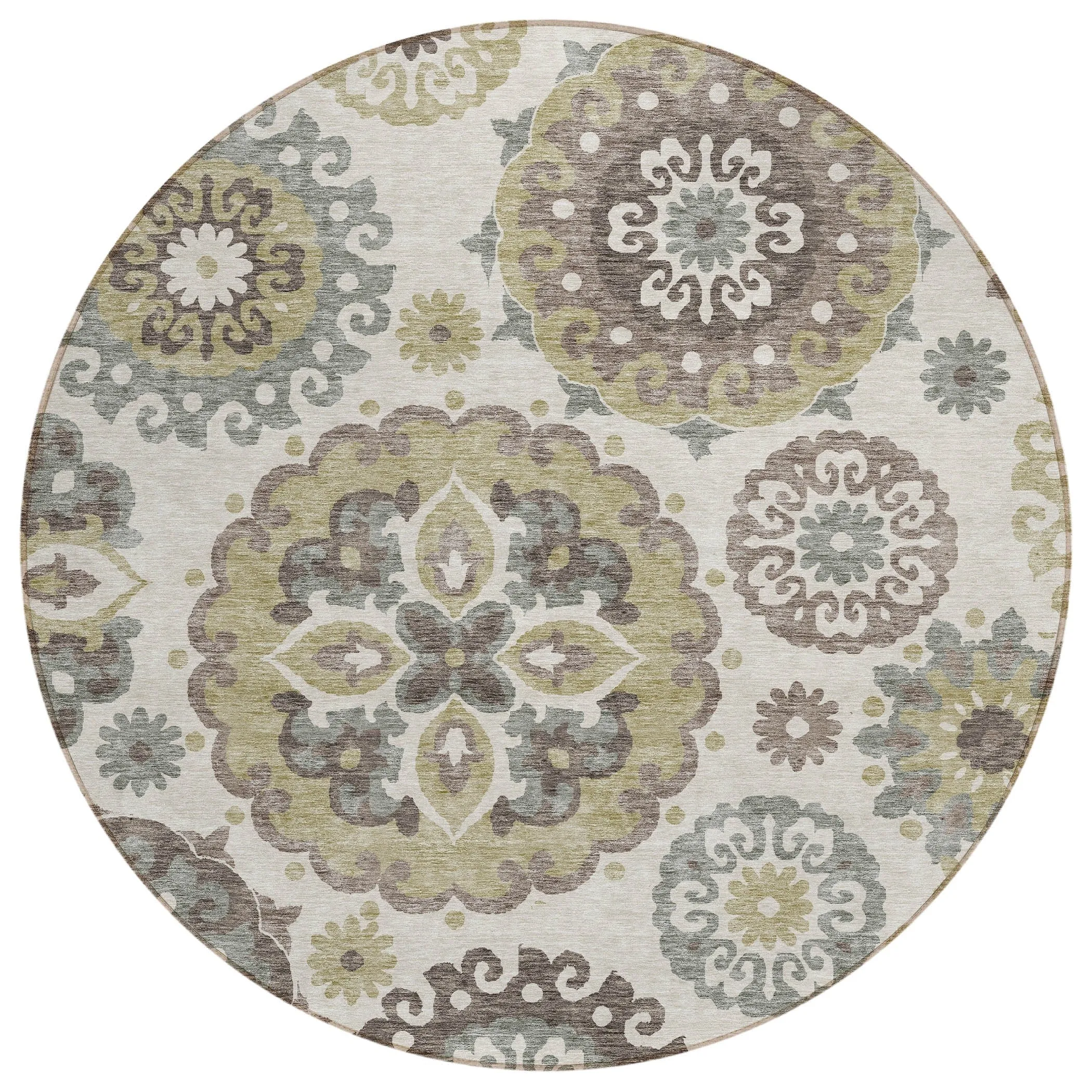 Machine Washable Indoor/ Outdoor Chantille Casual Medallion Rug