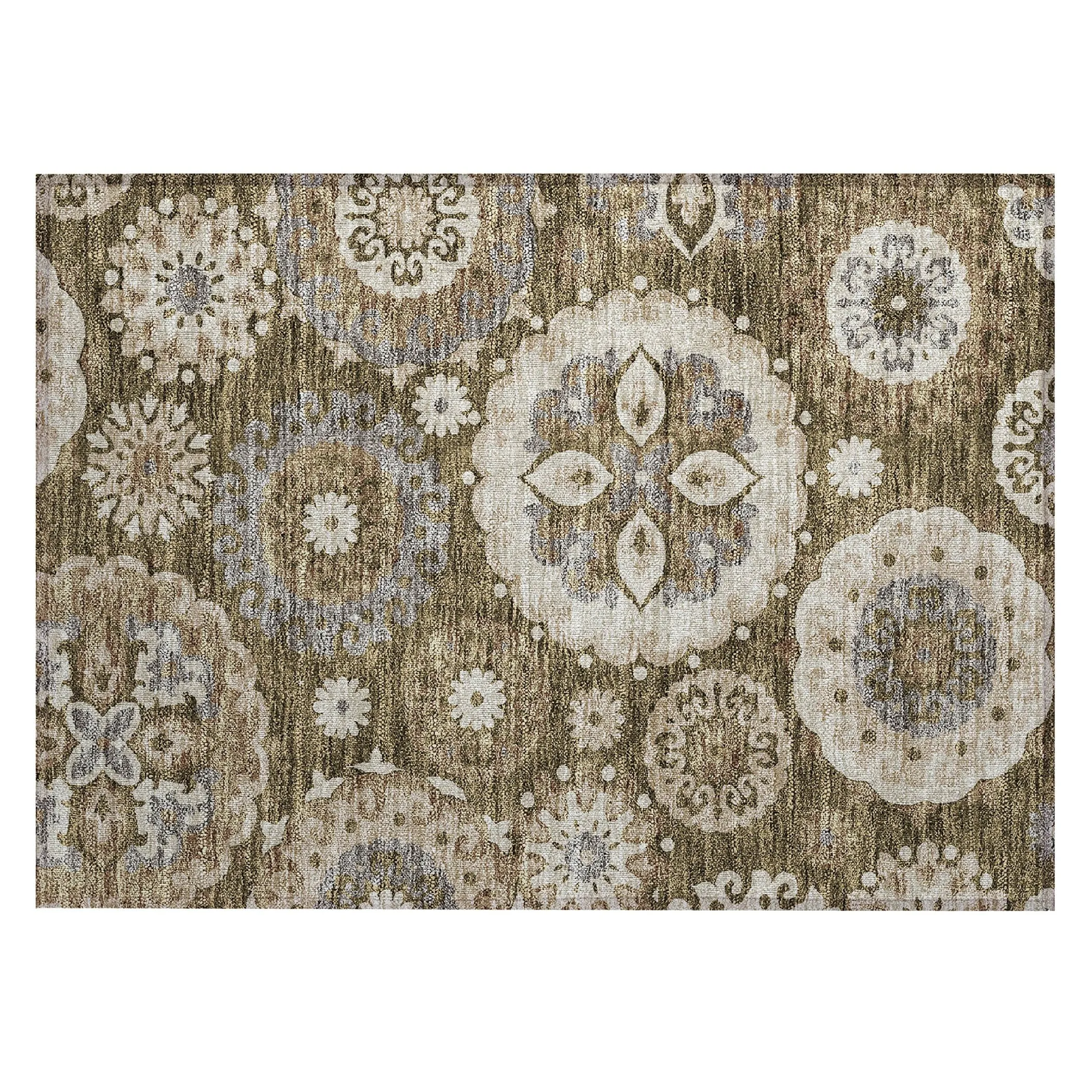 Machine Washable Indoor/ Outdoor Chantille Casual Medallion Rug