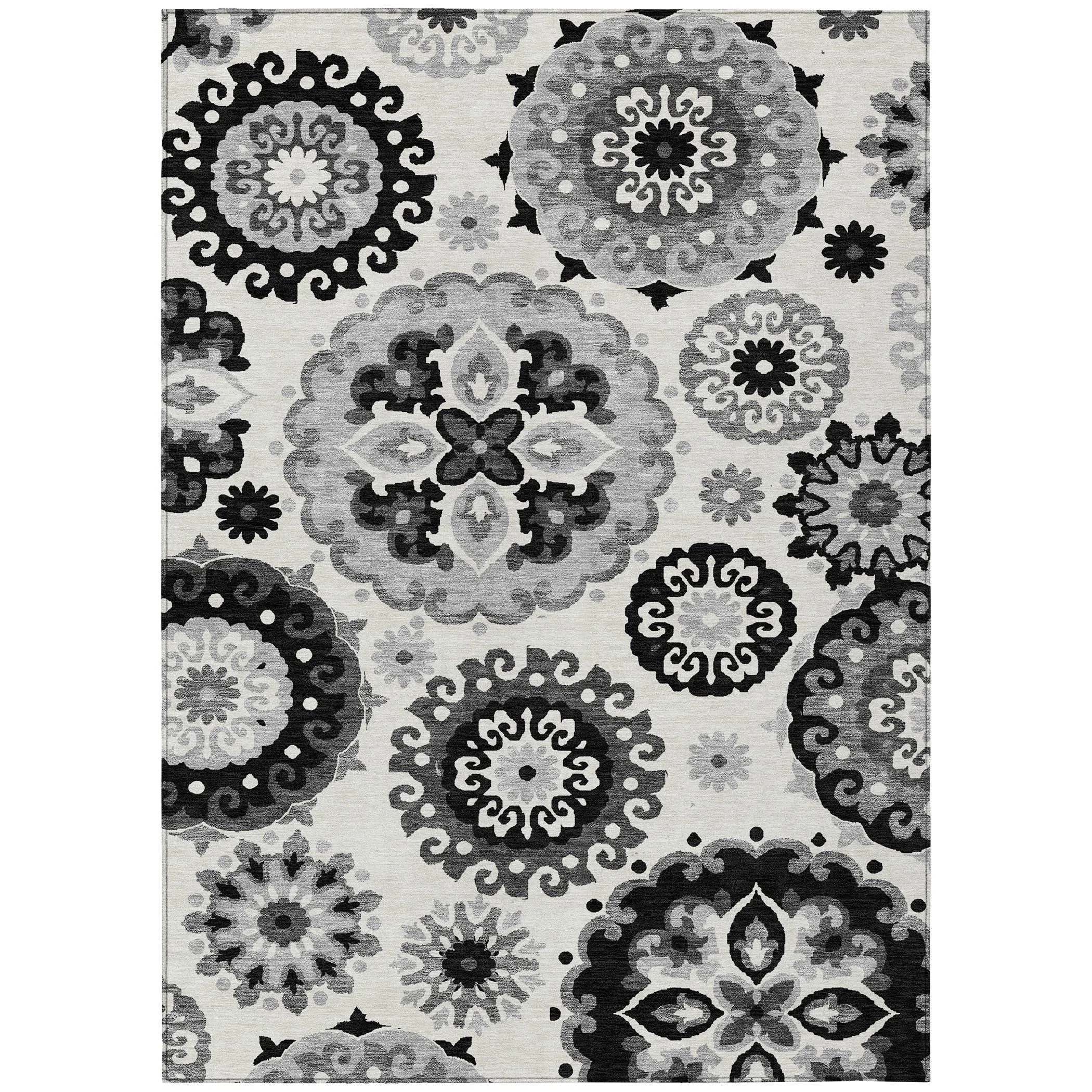 Machine Washable Indoor/ Outdoor Chantille Casual Medallion Rug
