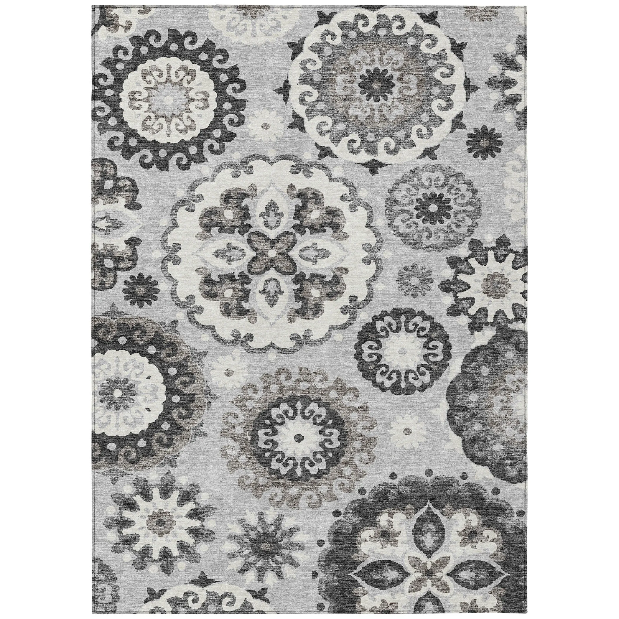 Machine Washable Indoor/ Outdoor Chantille Casual Medallion Rug