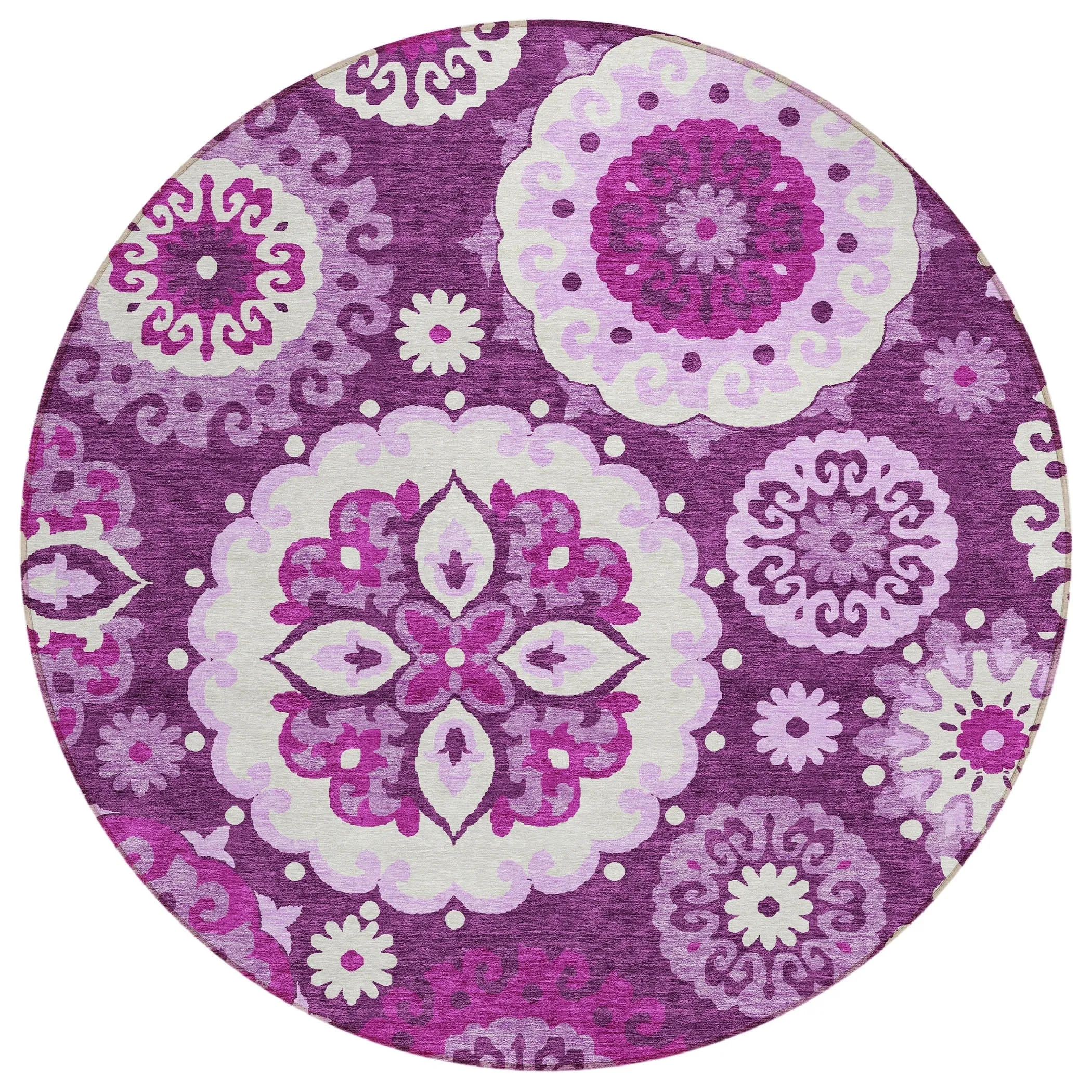 Machine Washable Indoor/ Outdoor Chantille Casual Medallion Rug
