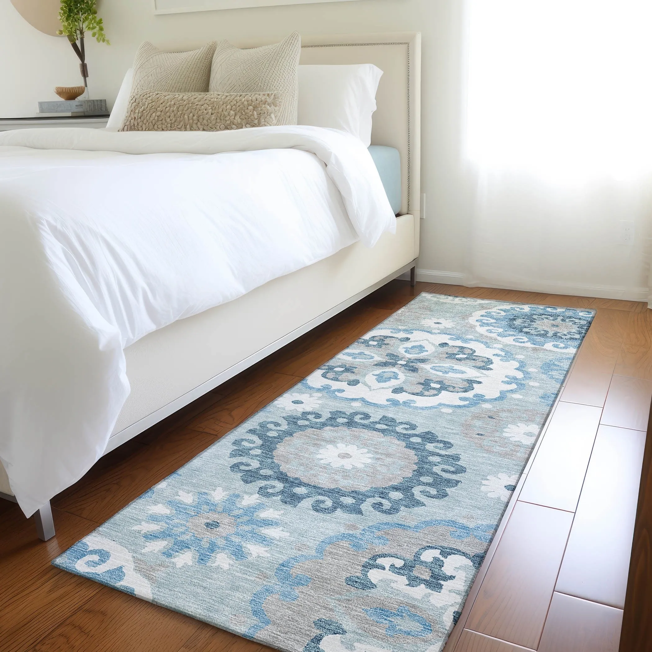 Machine Washable Indoor/ Outdoor Chantille Casual Medallion Rug