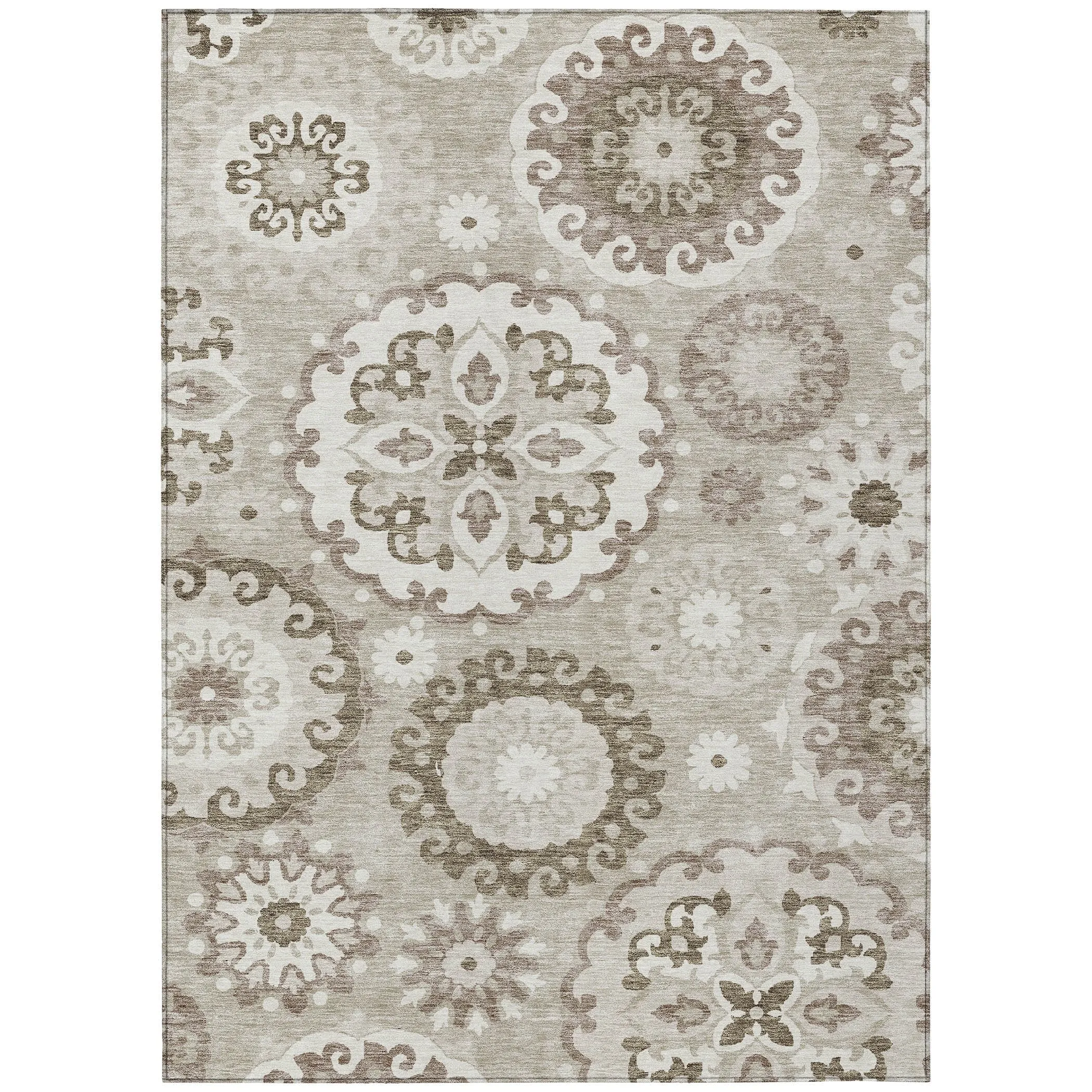 Machine Washable Indoor/ Outdoor Chantille Casual Medallion Rug