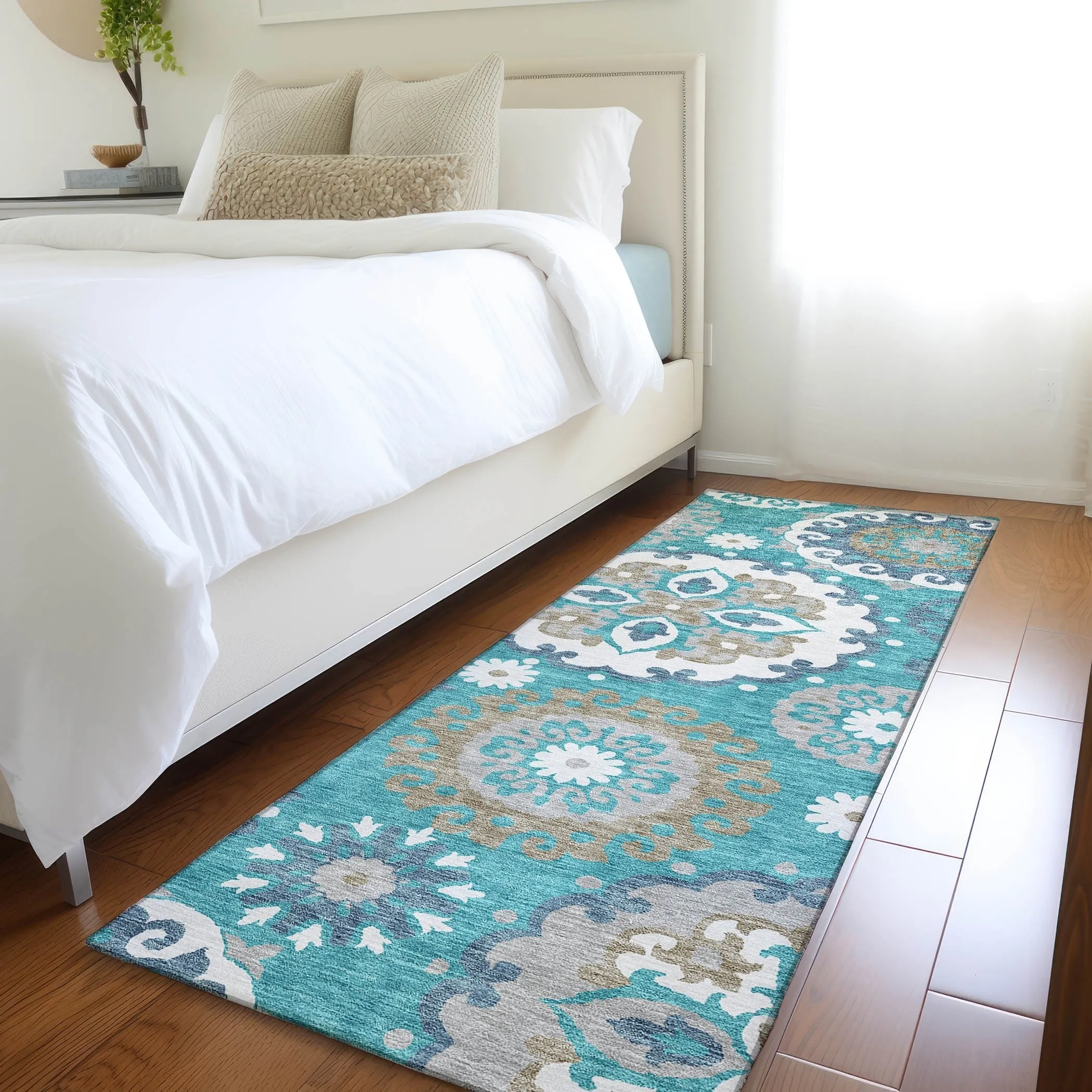 Machine Washable Indoor/ Outdoor Chantille Casual Medallion Rug