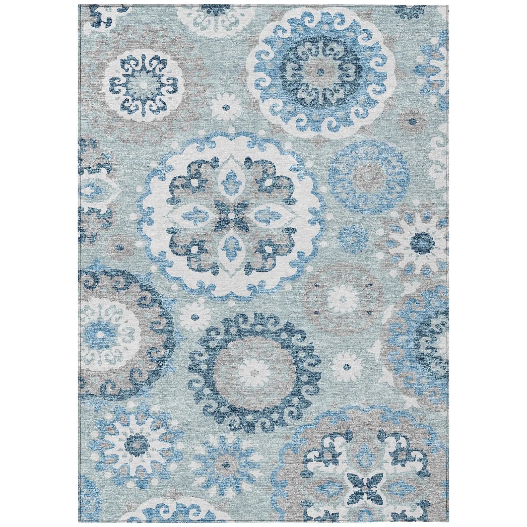 Machine Washable Indoor/ Outdoor Chantille Casual Medallion Rug