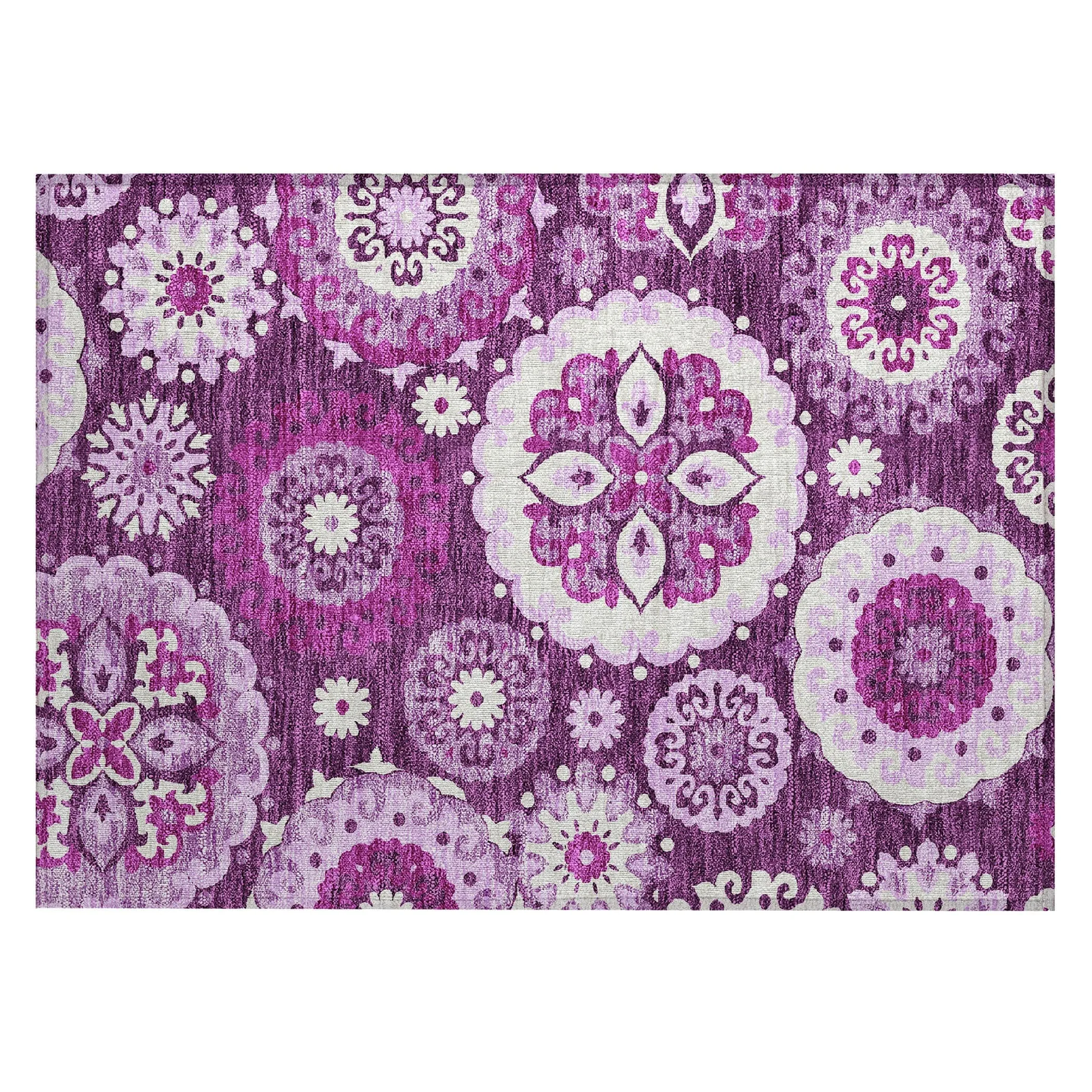 Machine Washable Indoor/ Outdoor Chantille Casual Medallion Rug