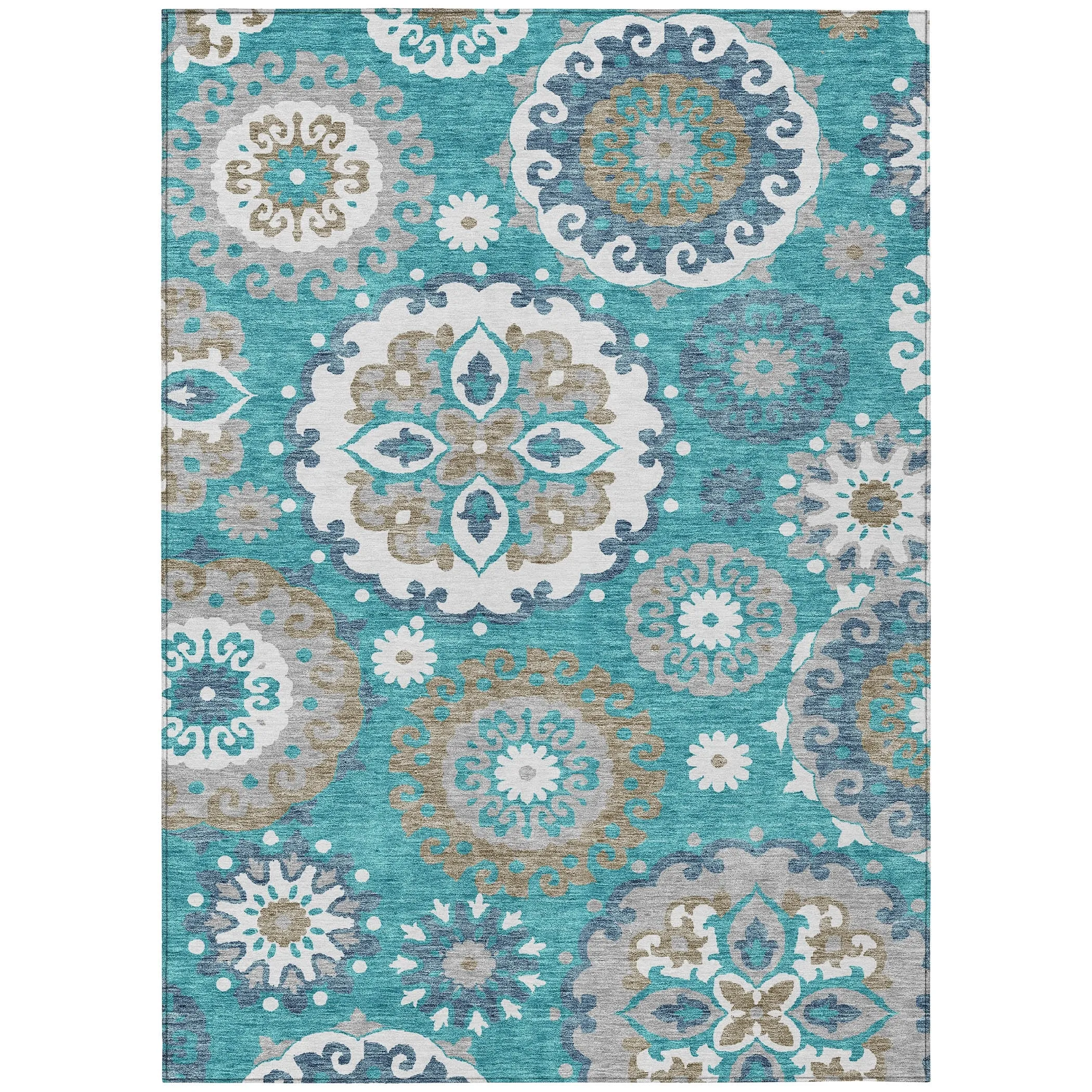 Machine Washable Indoor/ Outdoor Chantille Casual Medallion Rug
