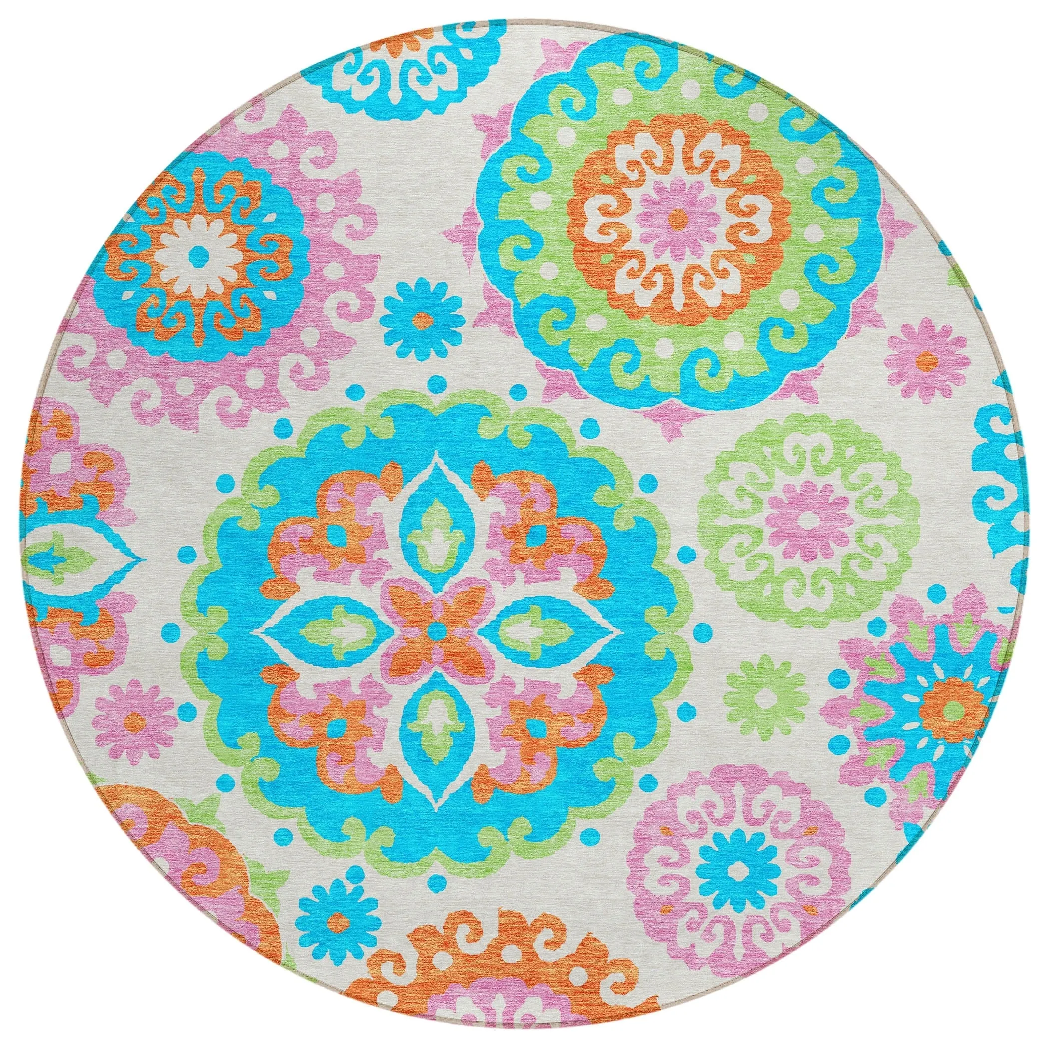 Machine Washable Indoor/ Outdoor Chantille Casual Medallion Rug