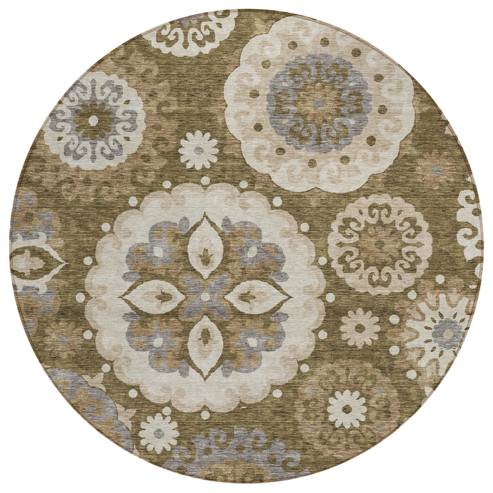 Machine Washable Indoor/ Outdoor Chantille Casual Medallion Rug