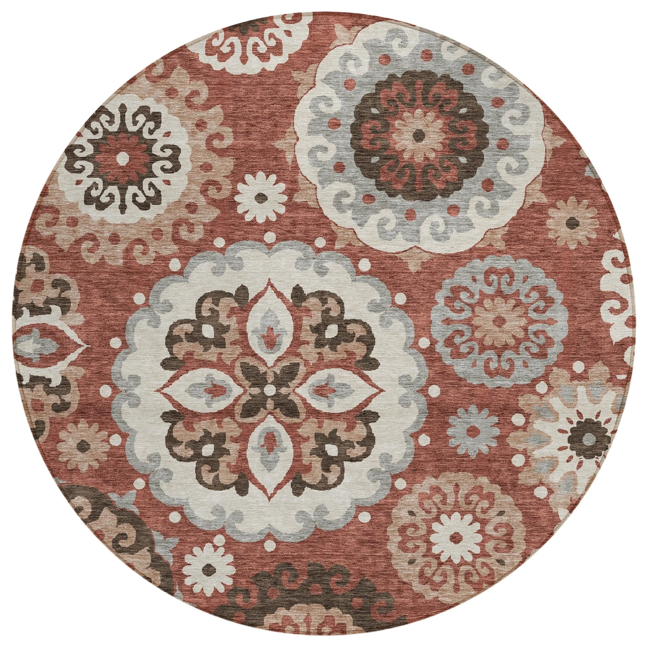 Machine Washable Indoor/ Outdoor Chantille Casual Medallion Rug
