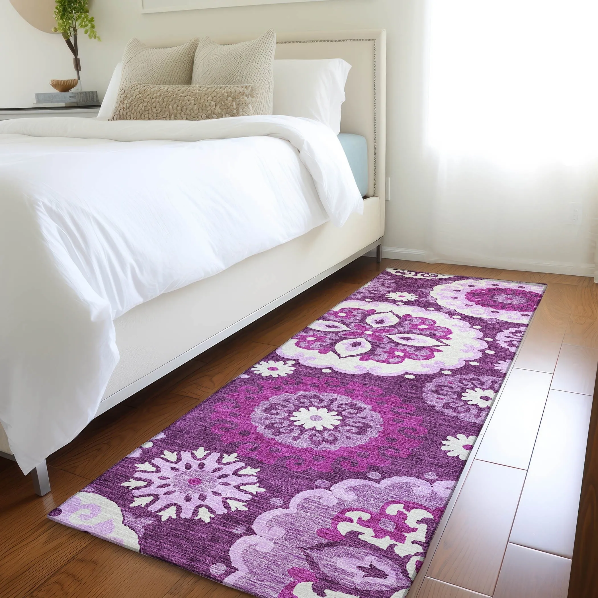Machine Washable Indoor/ Outdoor Chantille Casual Medallion Rug