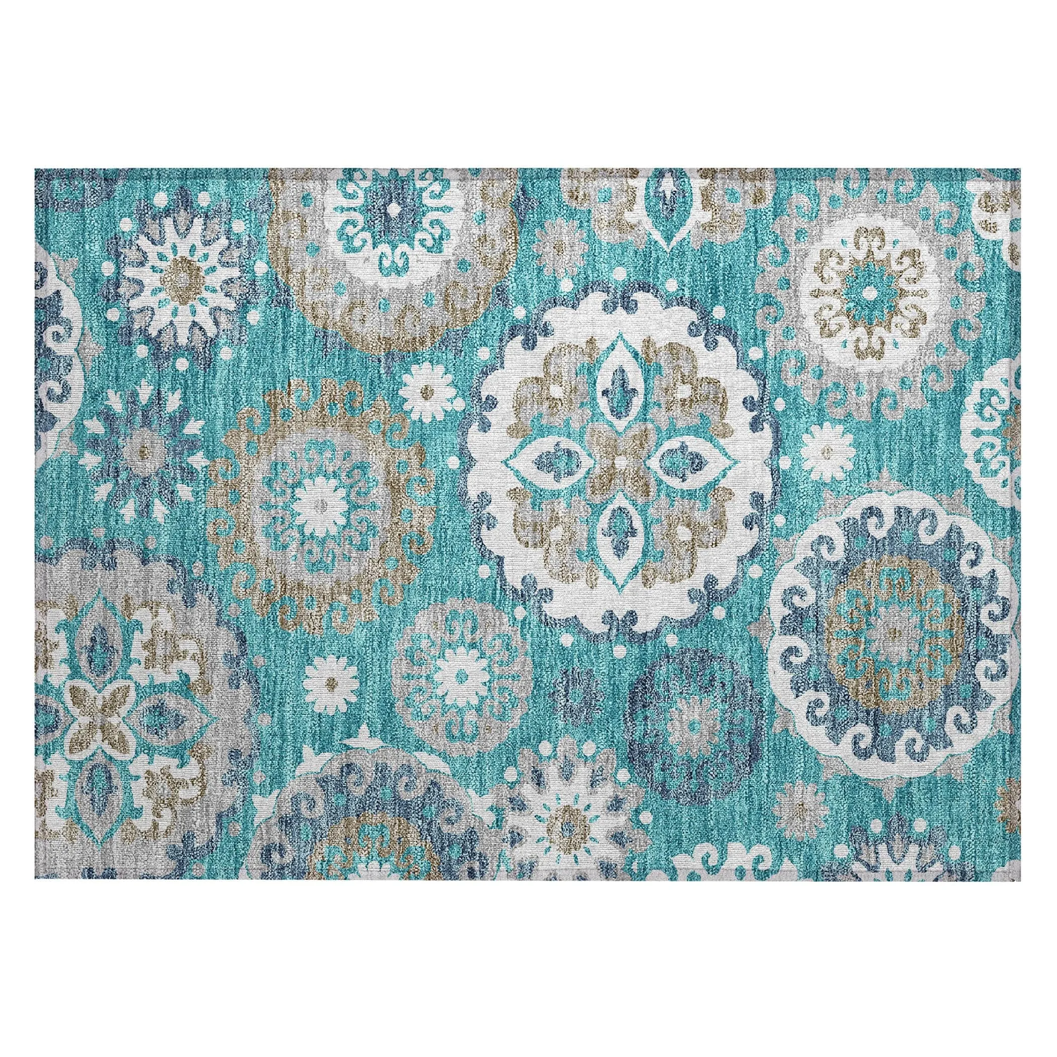 Machine Washable Indoor/ Outdoor Chantille Casual Medallion Rug