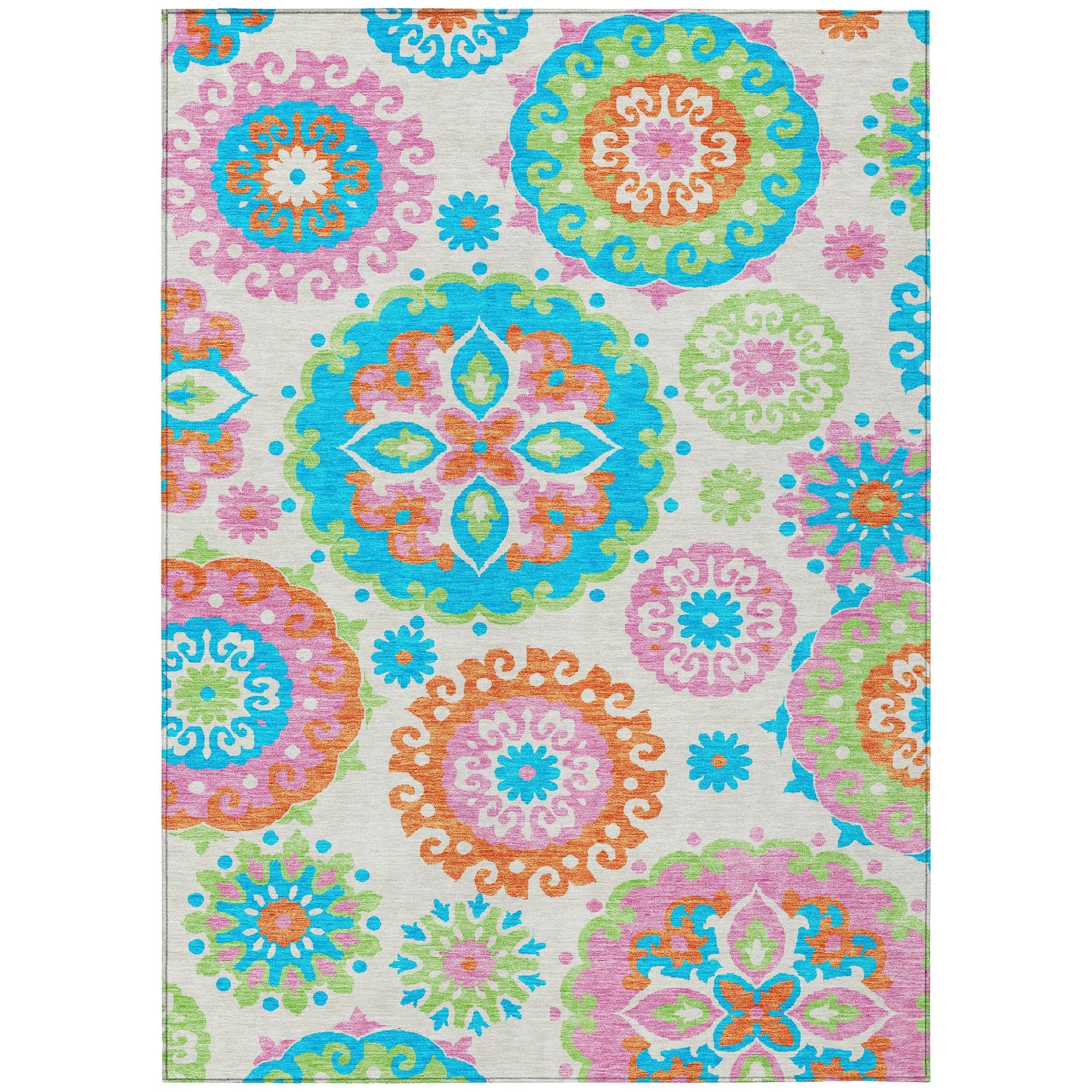 Machine Washable Indoor/ Outdoor Chantille Casual Medallion Rug