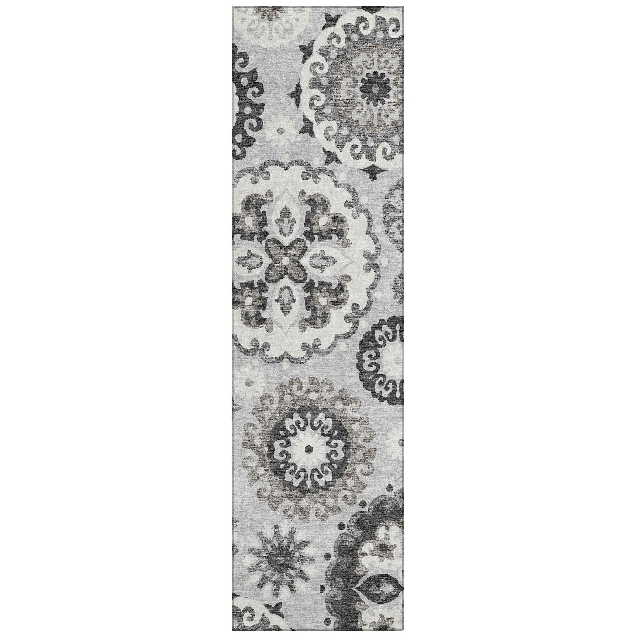 Machine Washable Indoor/ Outdoor Chantille Casual Medallion Rug