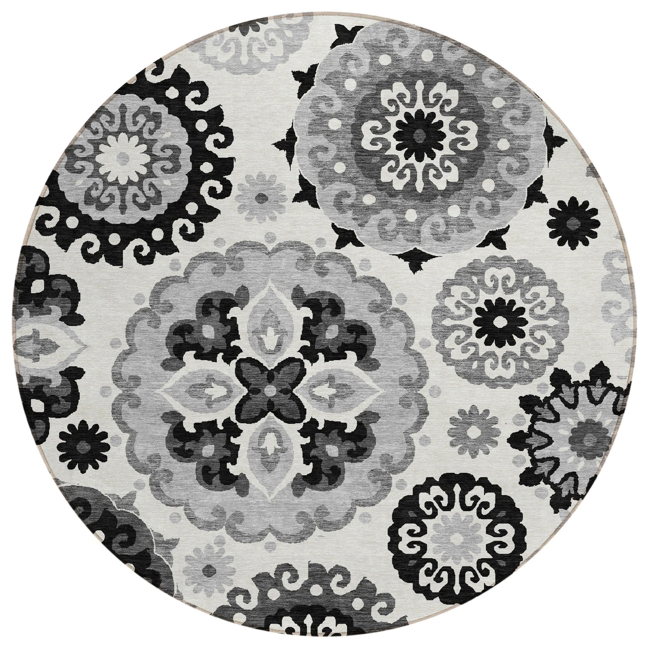 Machine Washable Indoor/ Outdoor Chantille Casual Medallion Rug