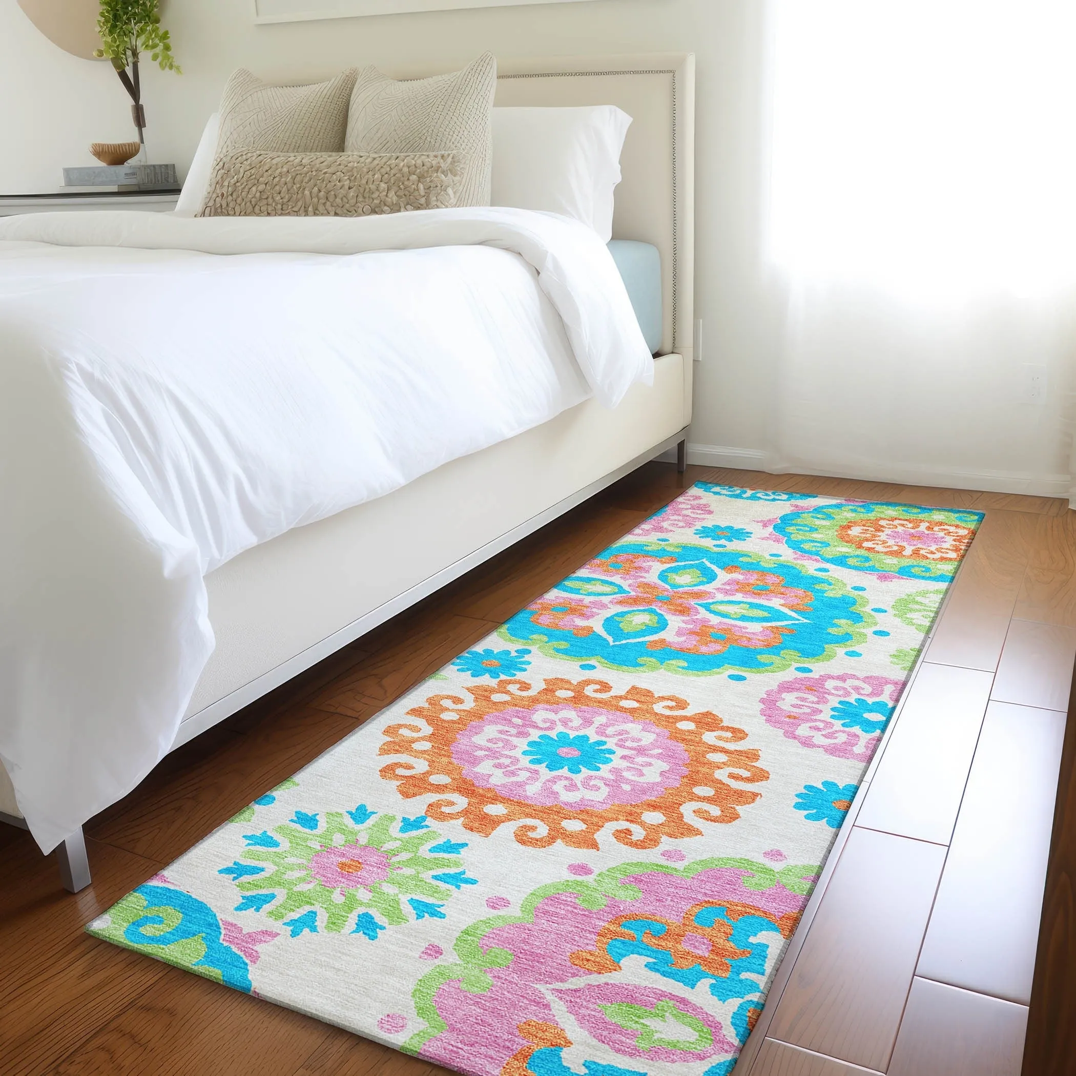Machine Washable Indoor/ Outdoor Chantille Casual Medallion Rug