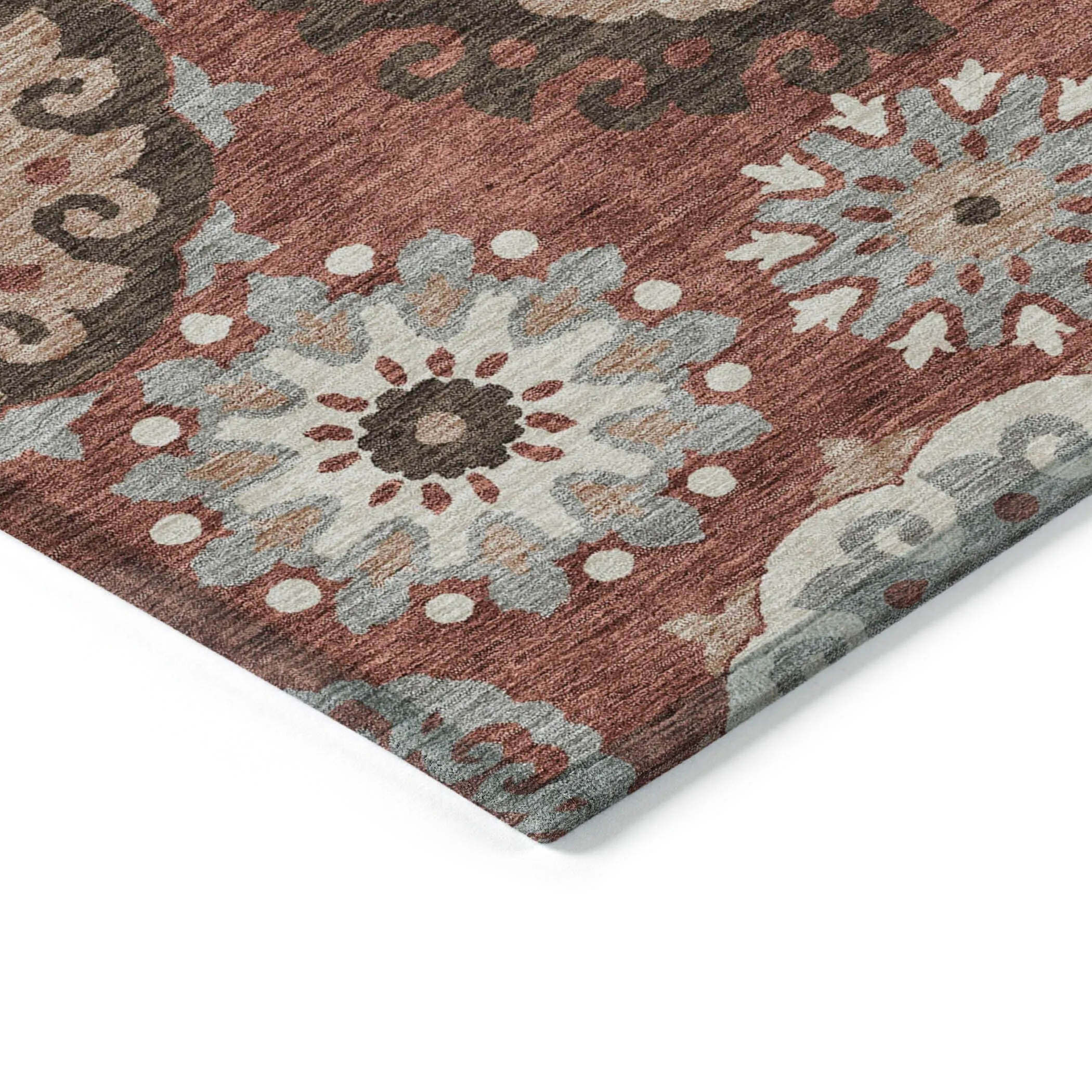 Machine Washable Indoor/ Outdoor Chantille Casual Medallion Rug